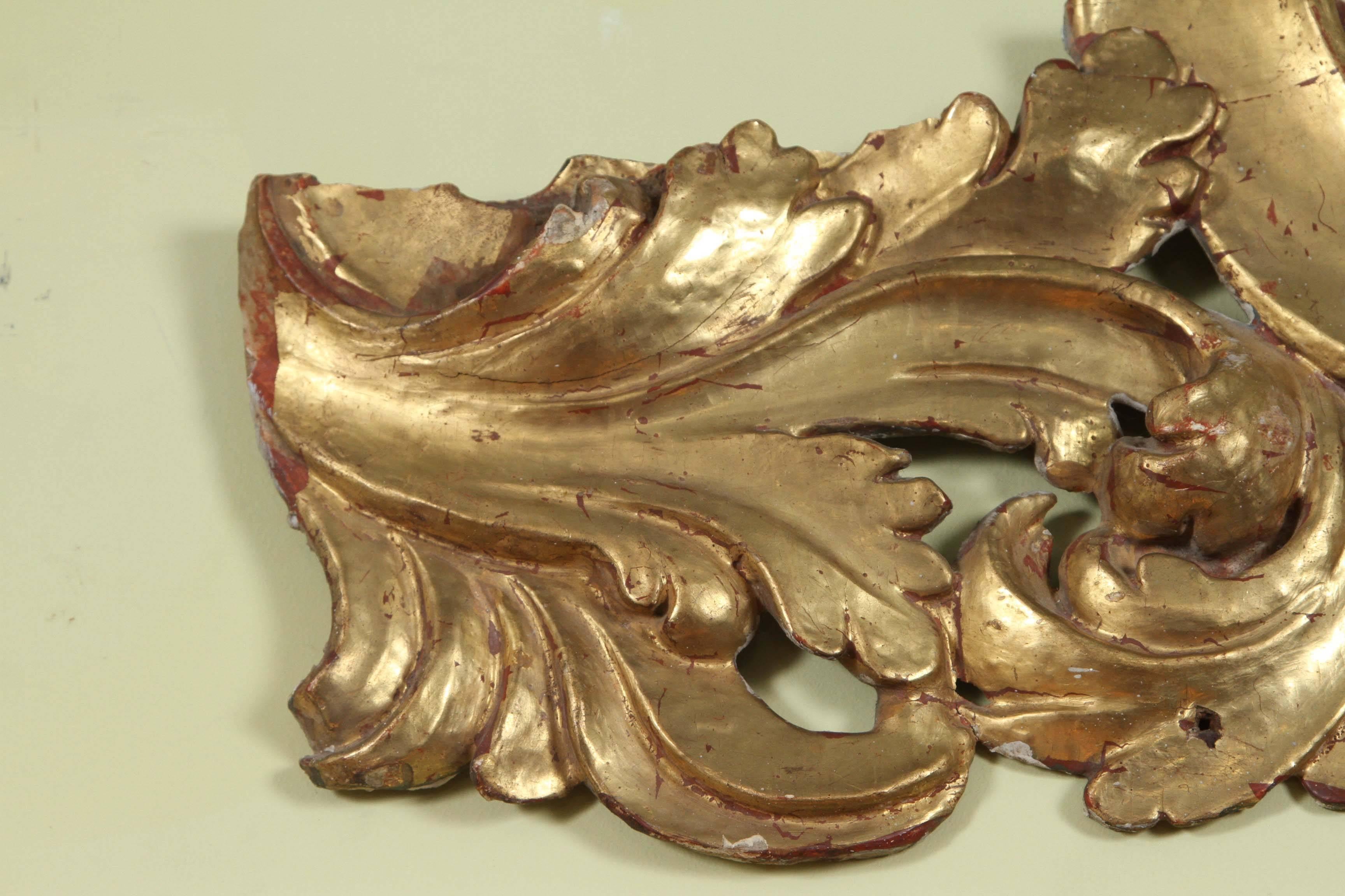 Wood Pair of 18th Century Italian Gilt Fragments