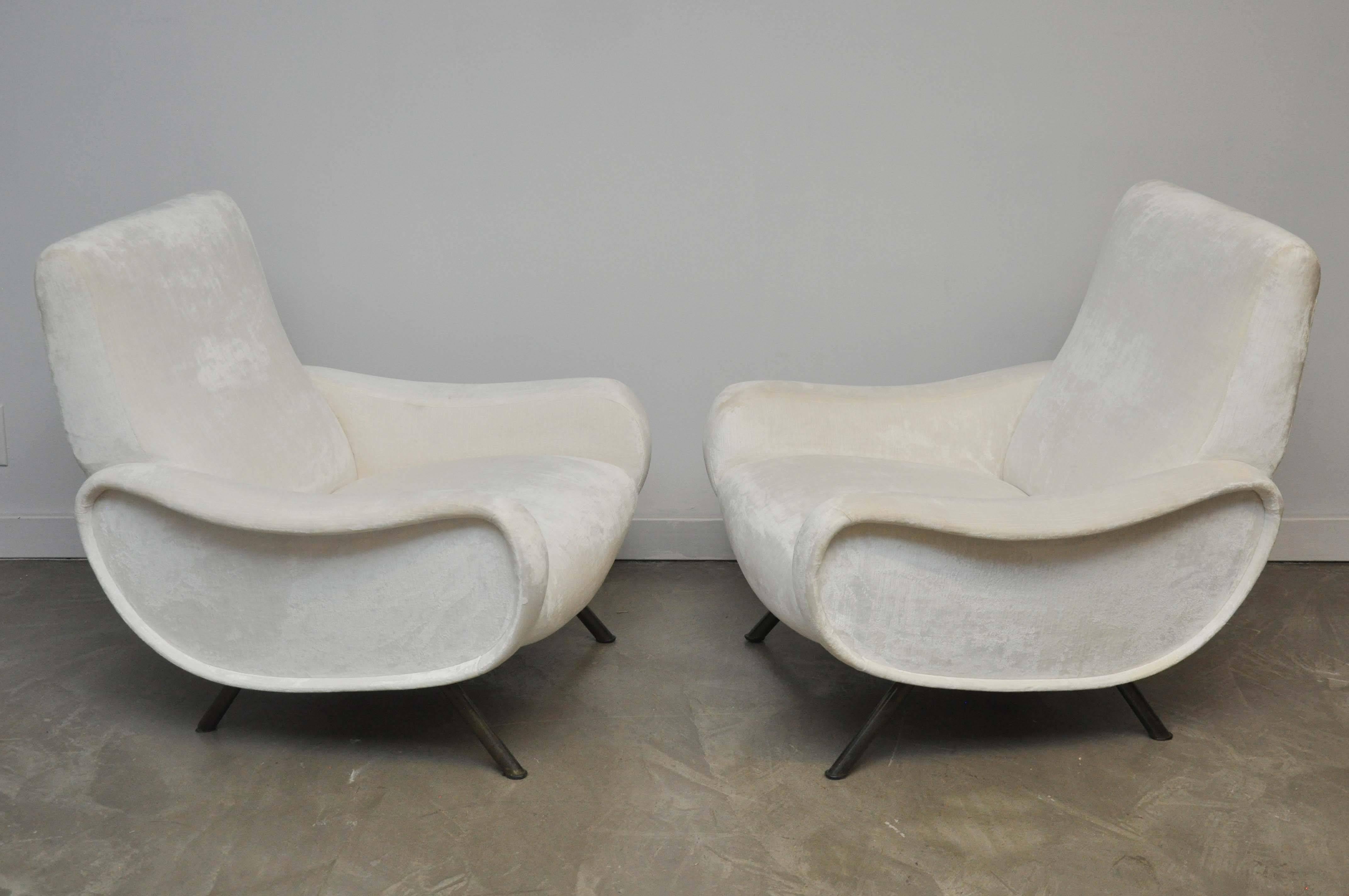 Italian Marco Zanuso Pair of Vintage Lady Chairs