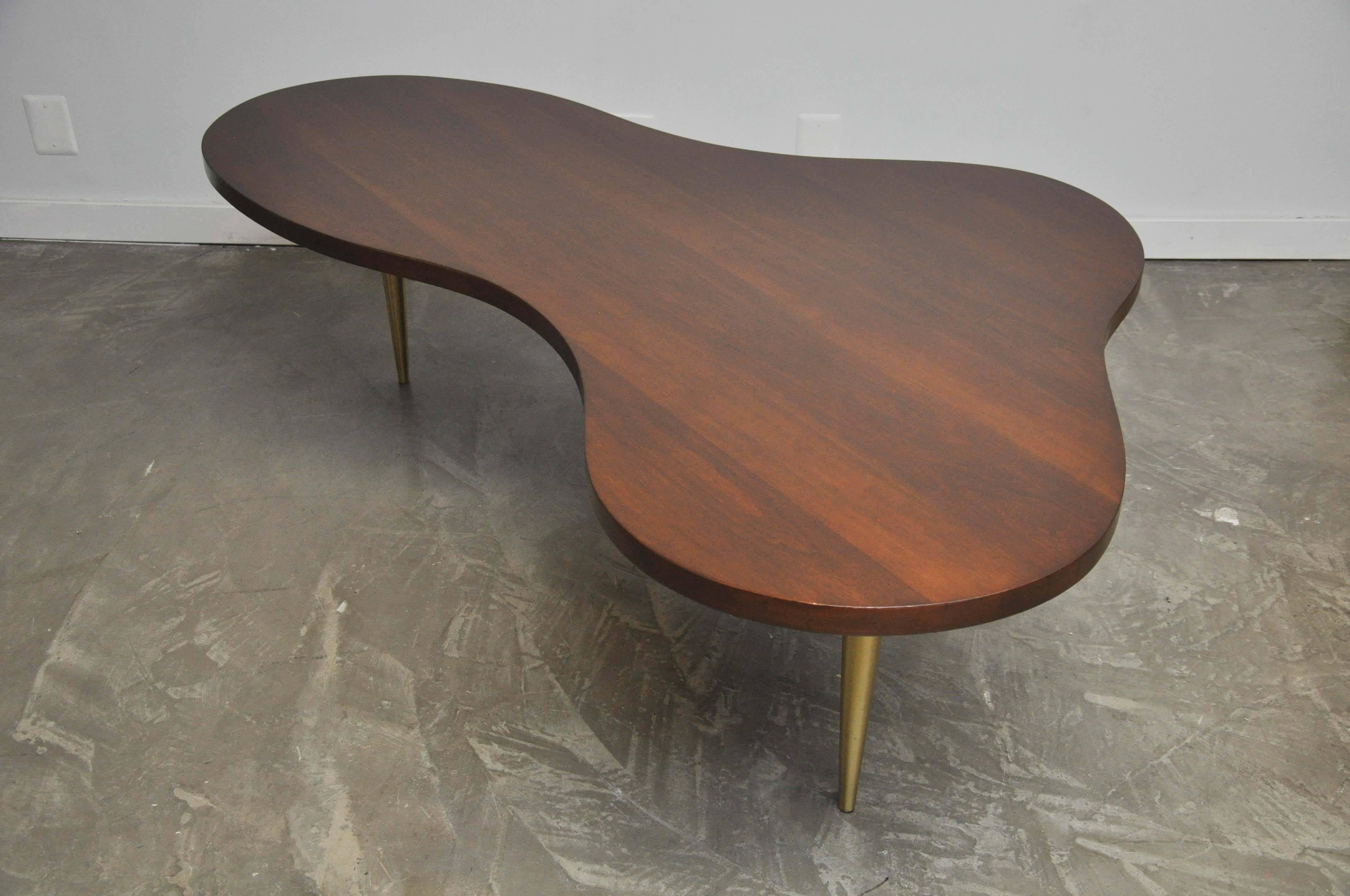 20th Century Monumental Biomorphic Walnut and Brass Table by T.H. Robsjohn-Gibbings