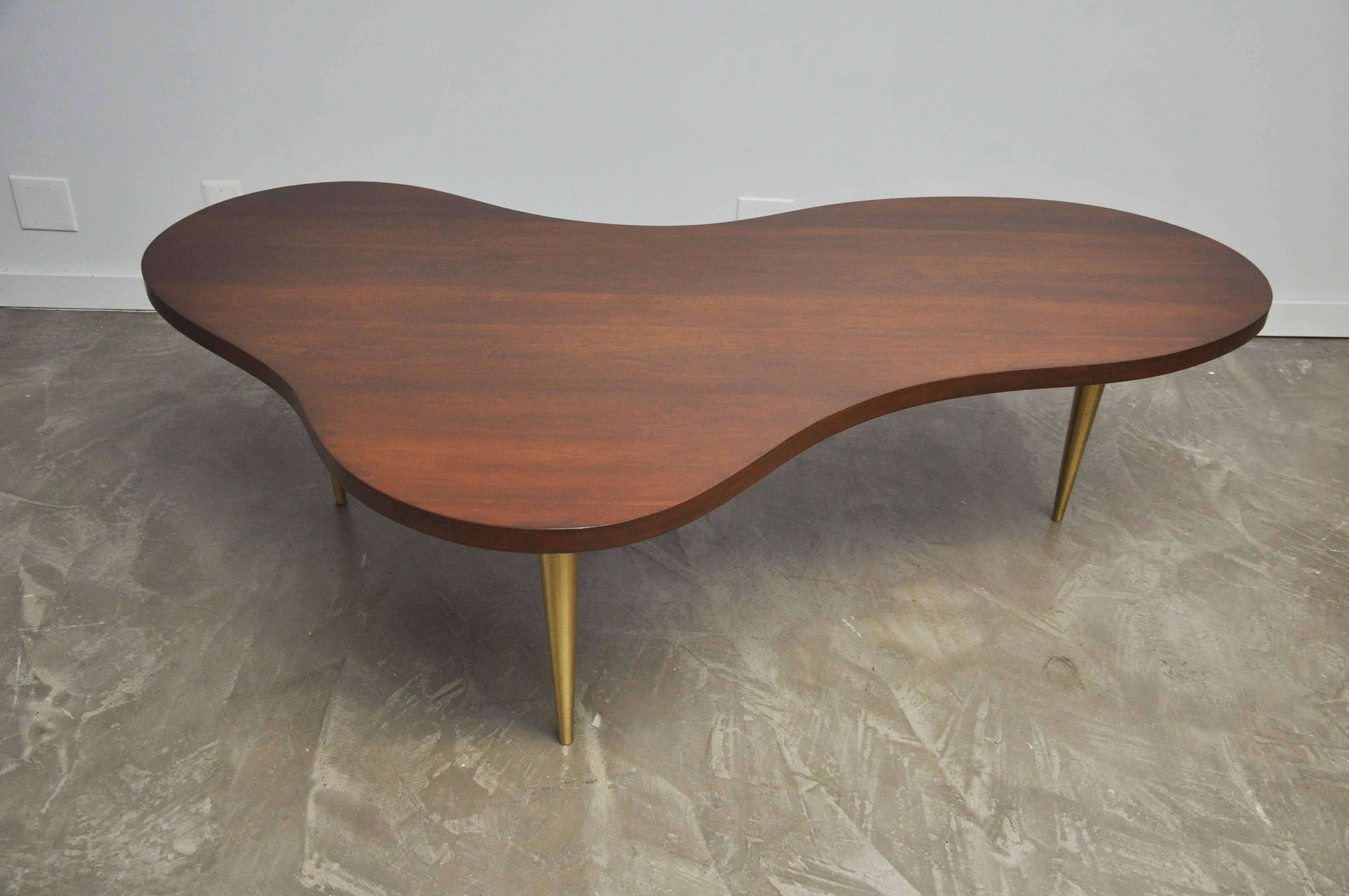 Monumental Biomorphic Walnut and Brass Table by T.H. Robsjohn-Gibbings 1