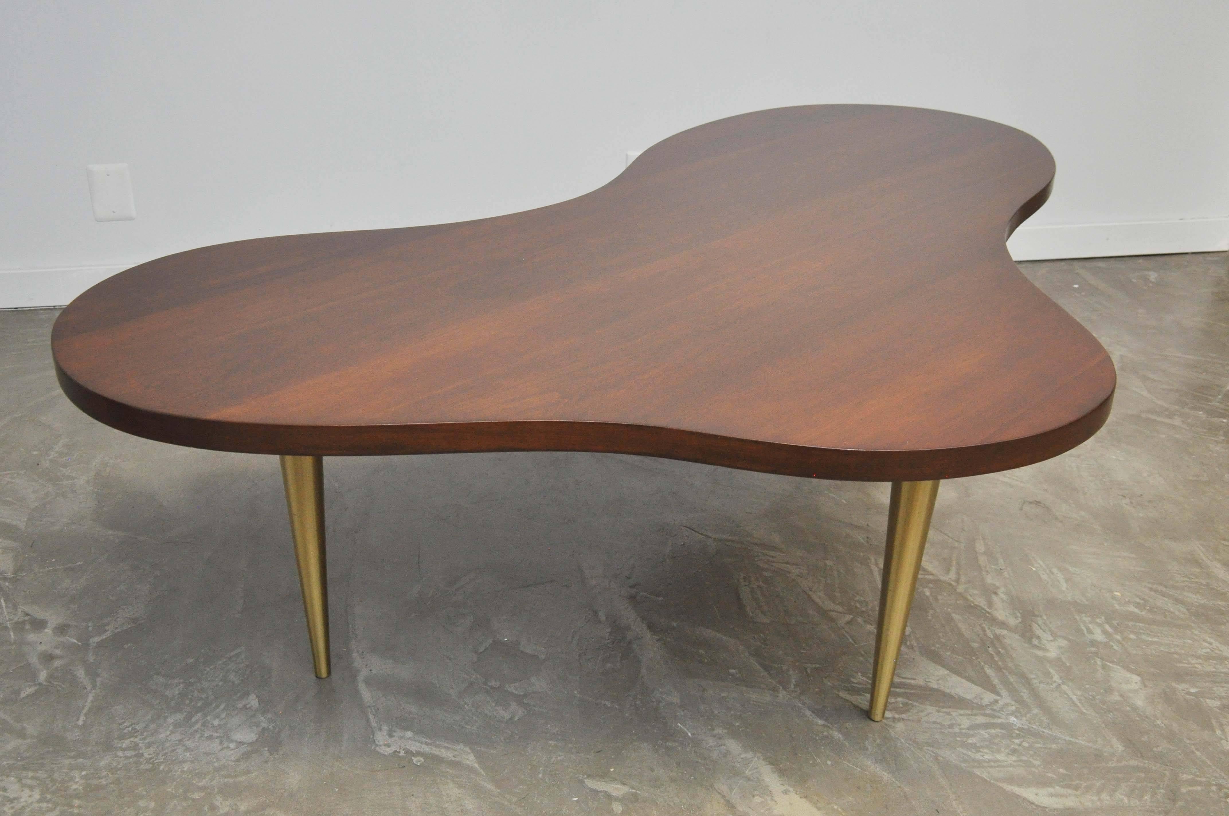 Monumental Biomorphic Walnut and Brass Table by T.H. Robsjohn-Gibbings 3