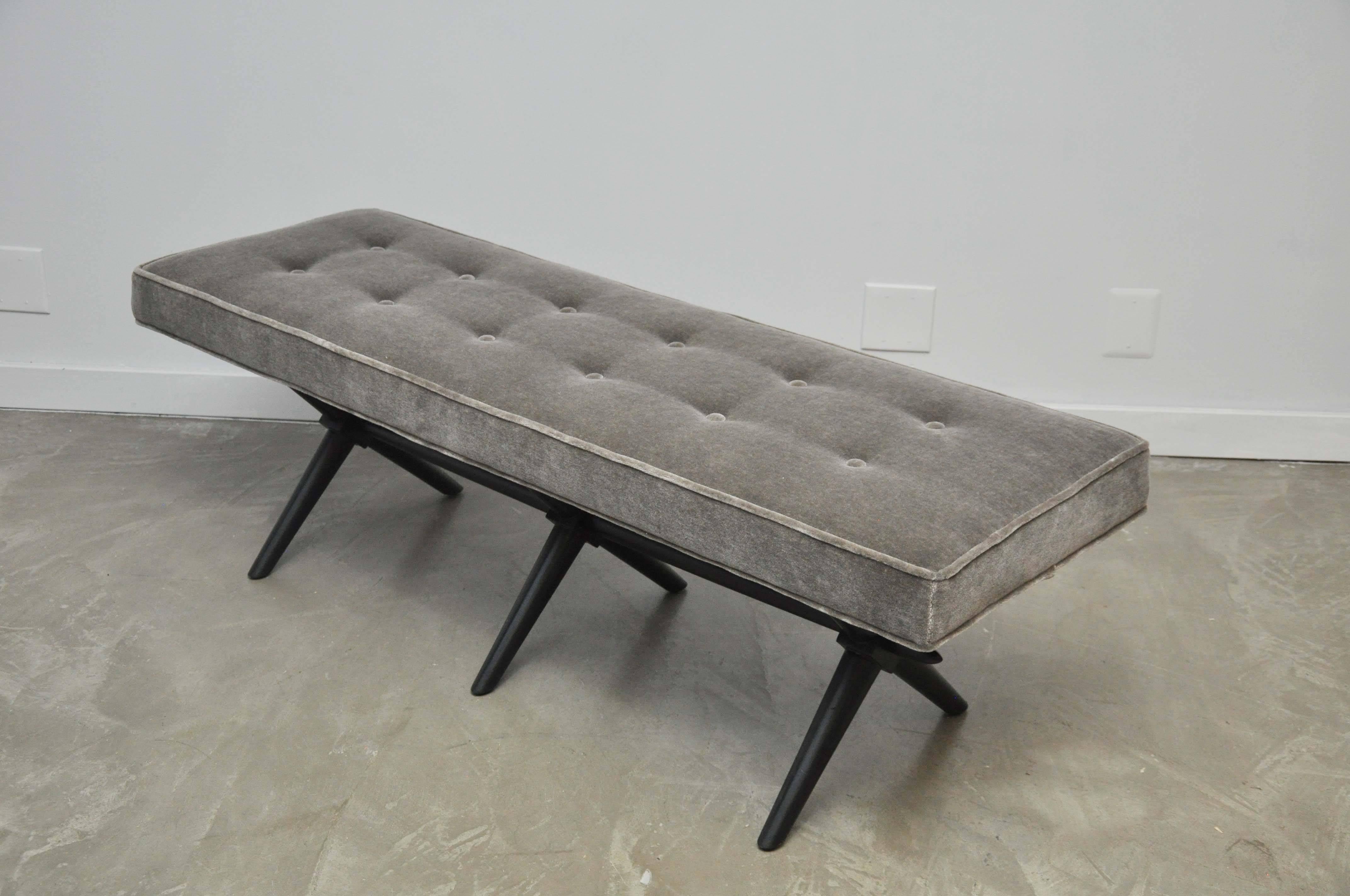 Mid-Century Modern T.H. Robsjohn-Gibbings Triple X-Base Bench