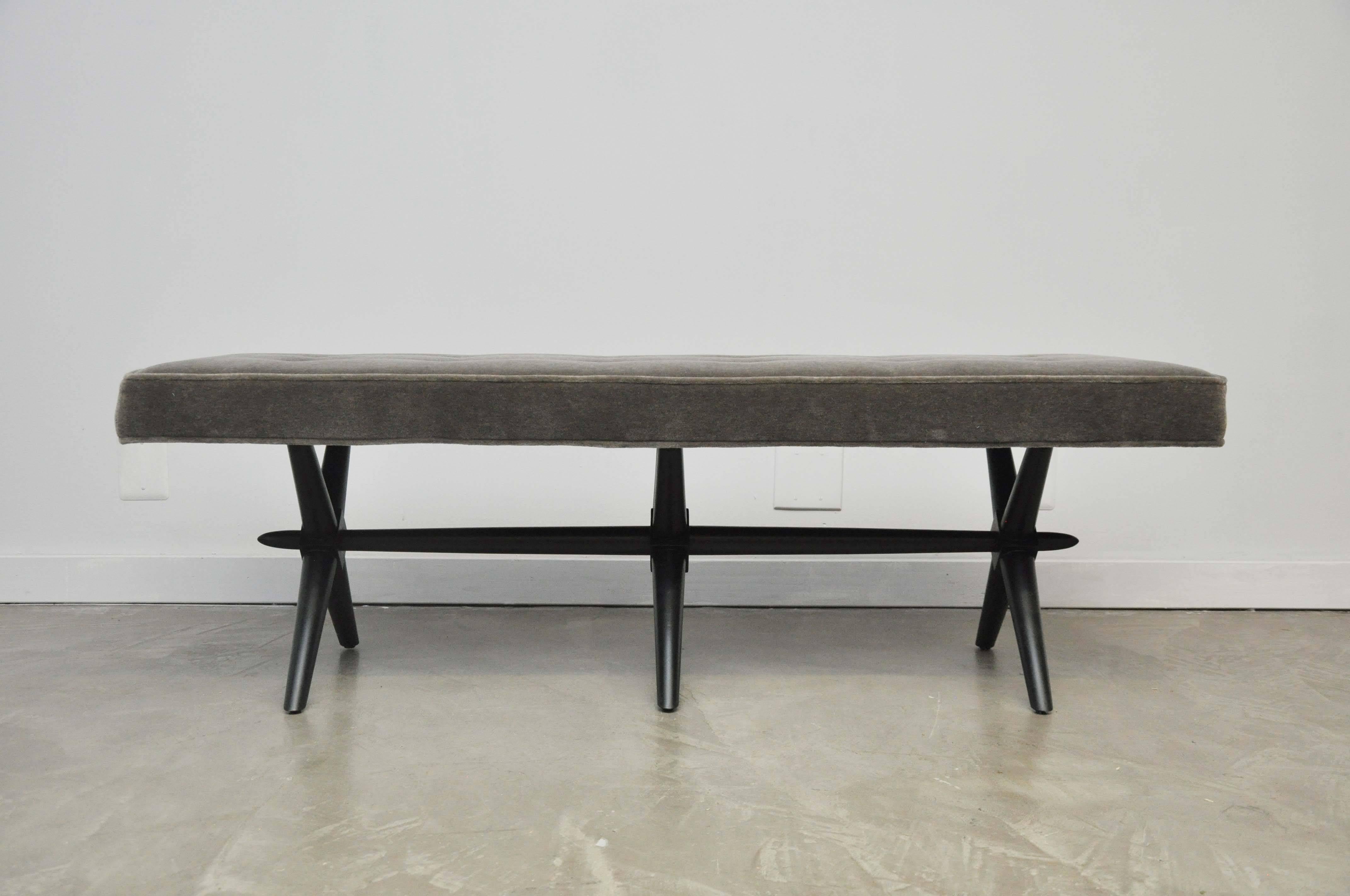 T.H. Robsjohn-Gibbings Triple X-Base Bench In Excellent Condition In Chicago, IL
