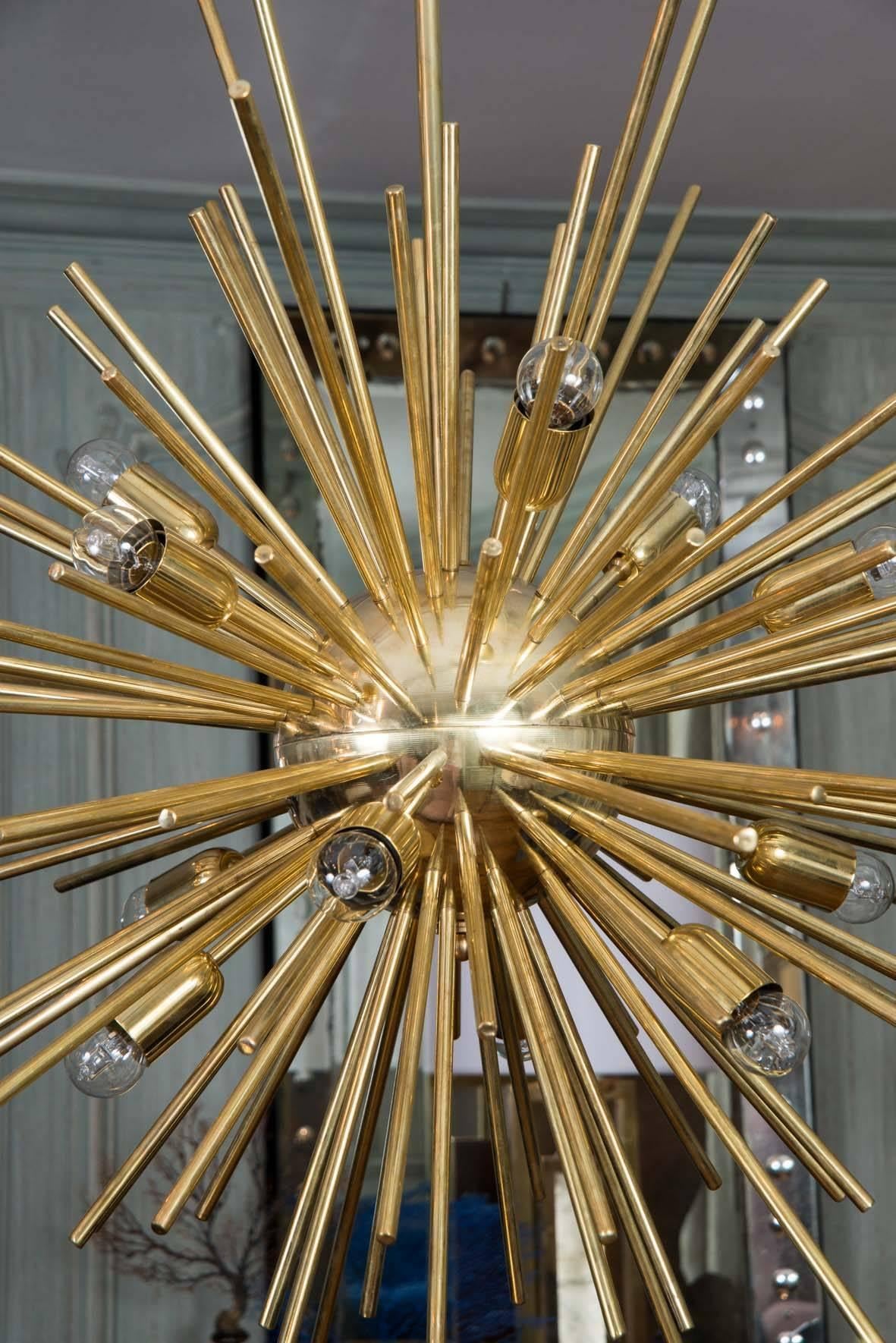 Italian Sputnik Brass Chandelier