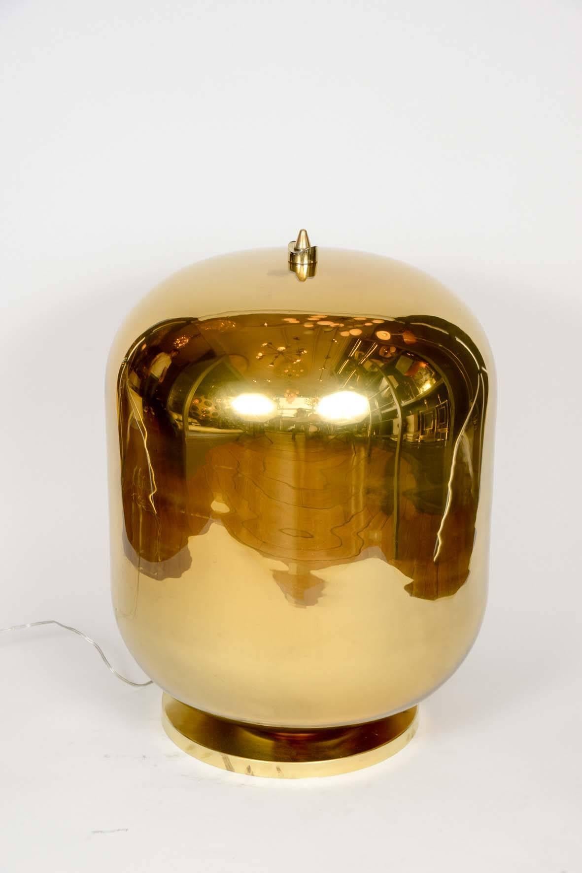 Italian Imposing Pair of Golden Murano Glass Lamps