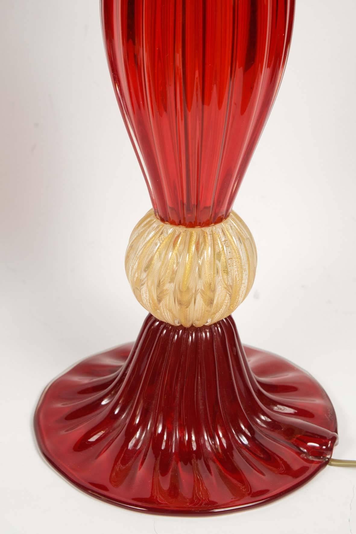 Late 20th Century Pair of Table Lamps in Murano Glass