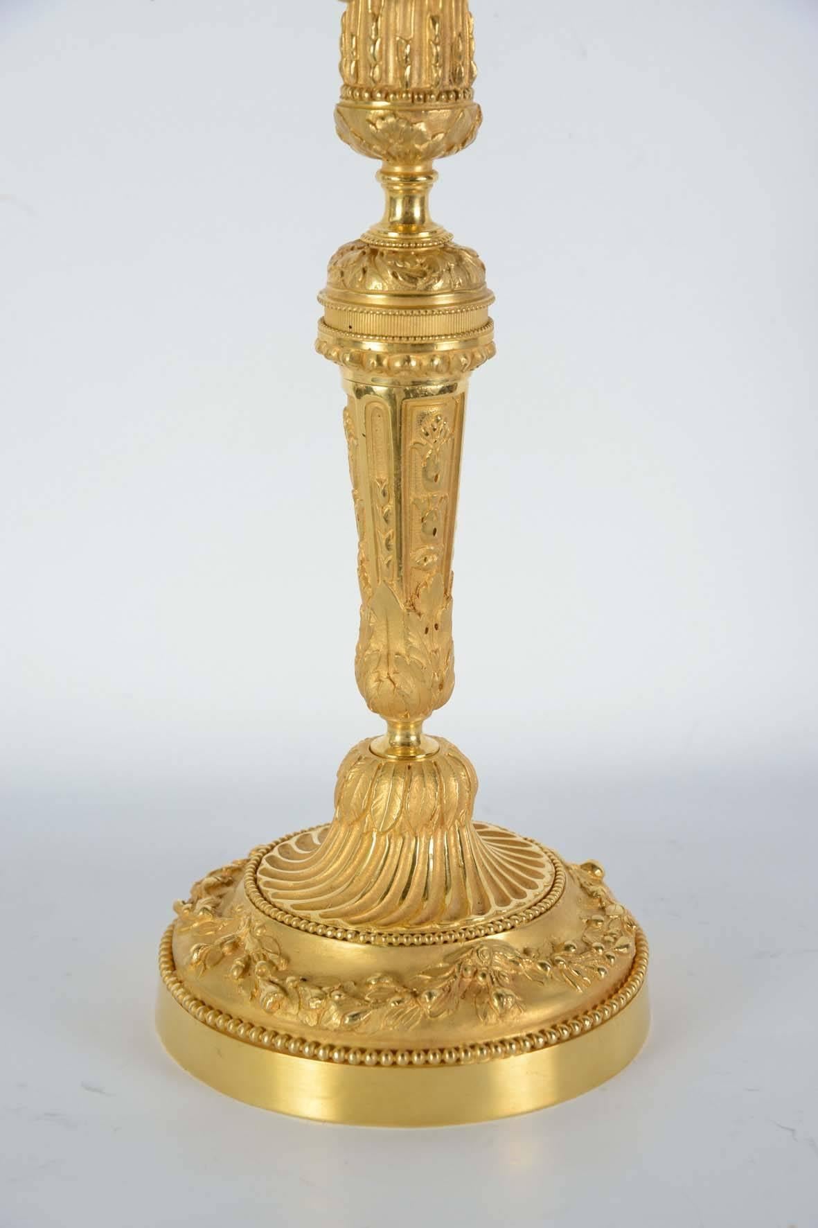 Louis XVI Pair of Gilt Bronze Candelabras For Sale