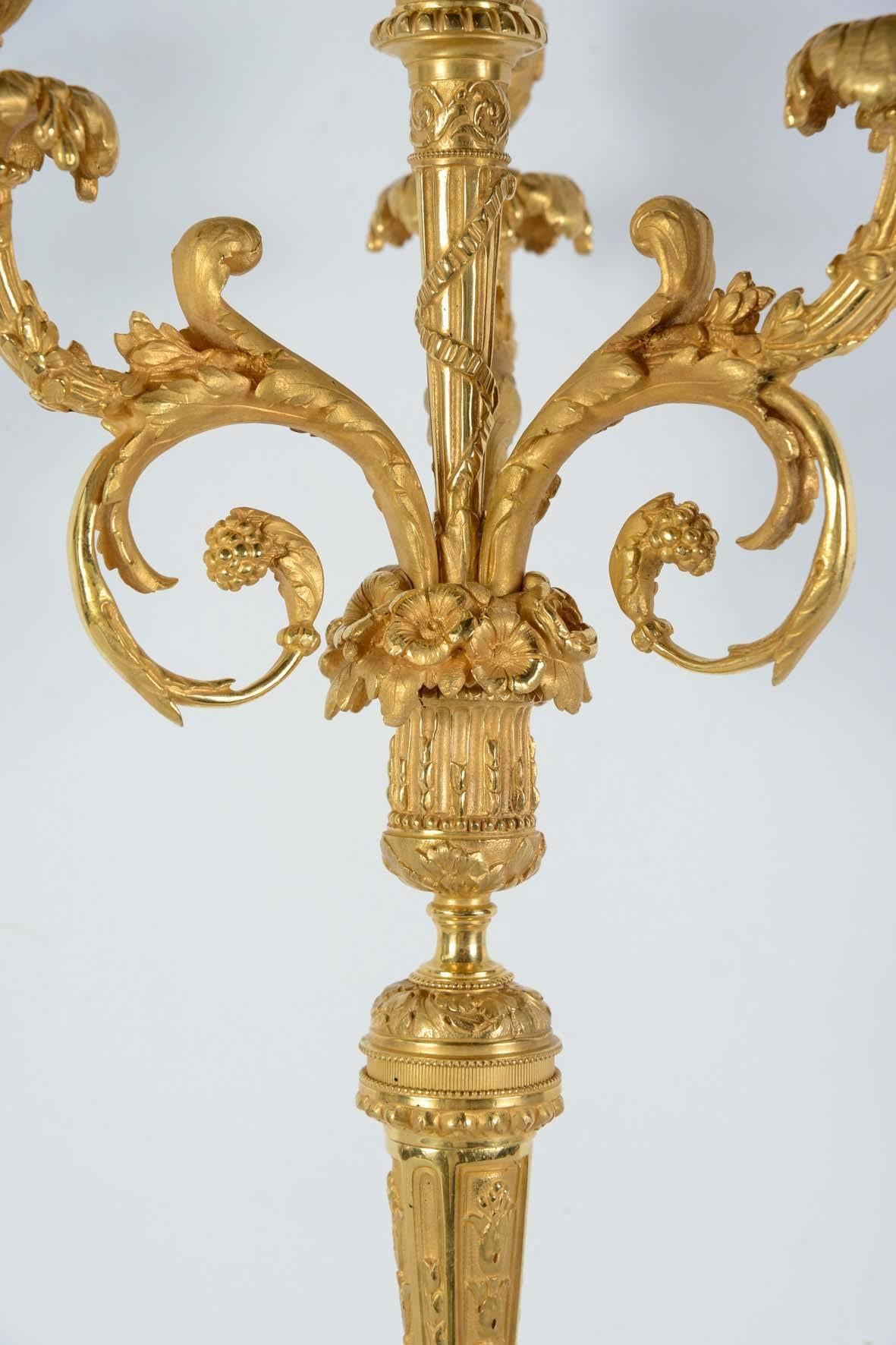 French Pair of Gilt Bronze Candelabras For Sale