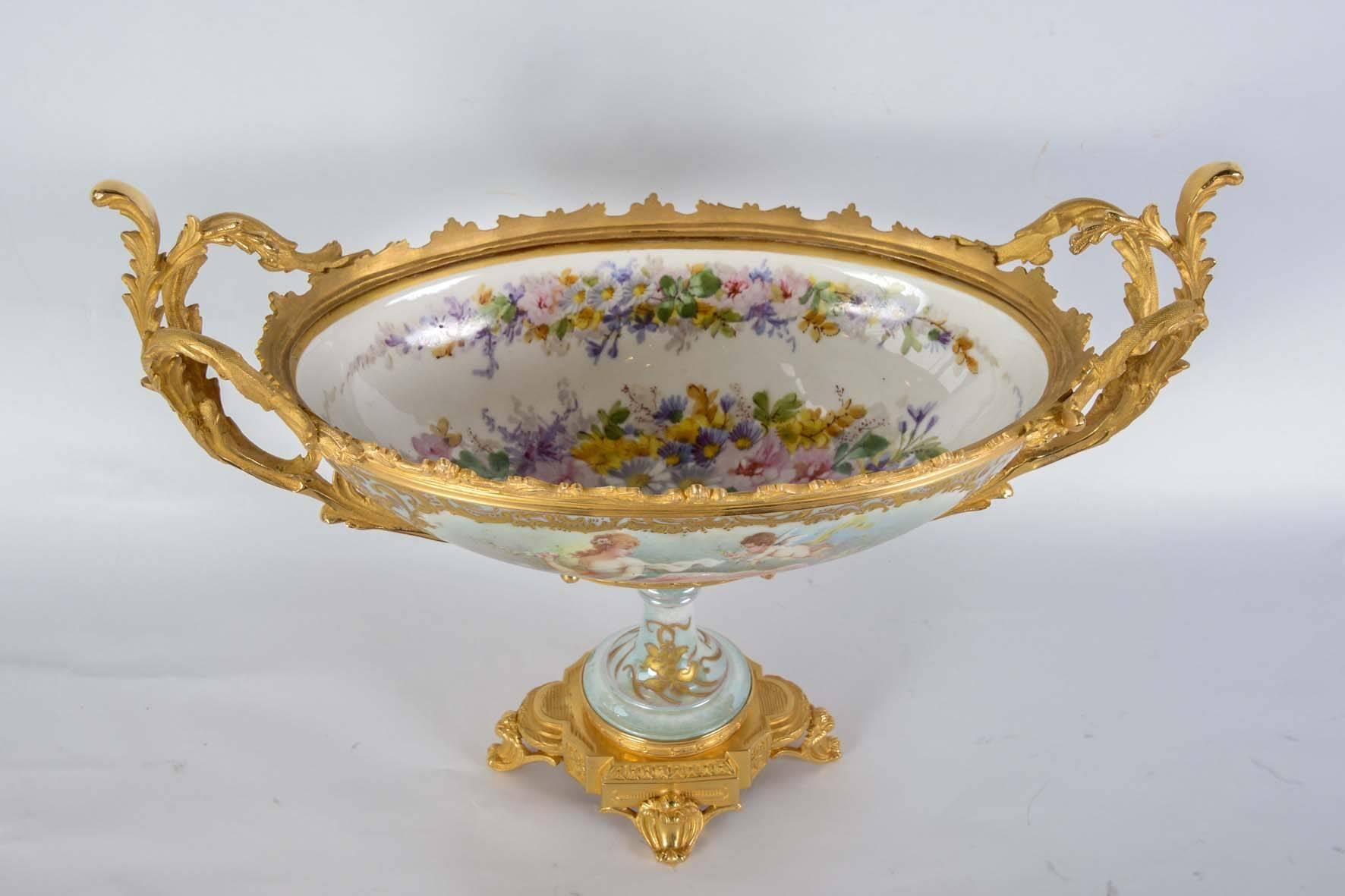 Gilt Gorgeous Porcelain of Sèvres Center of Table For Sale