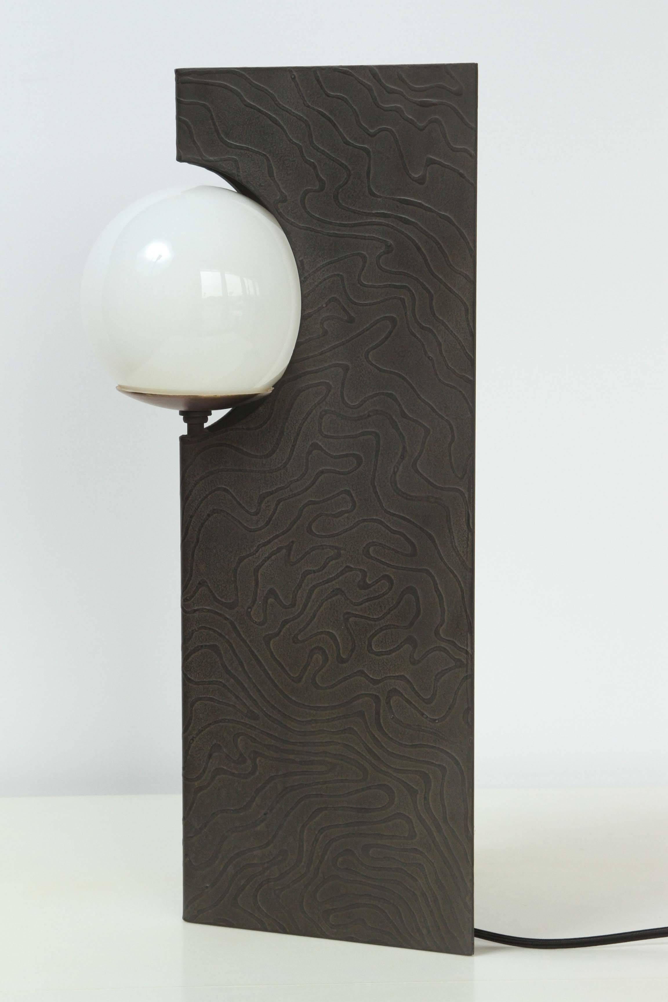 Paul Marra Textured Steel Solitaire Desk or Table Lamp For Sale 2