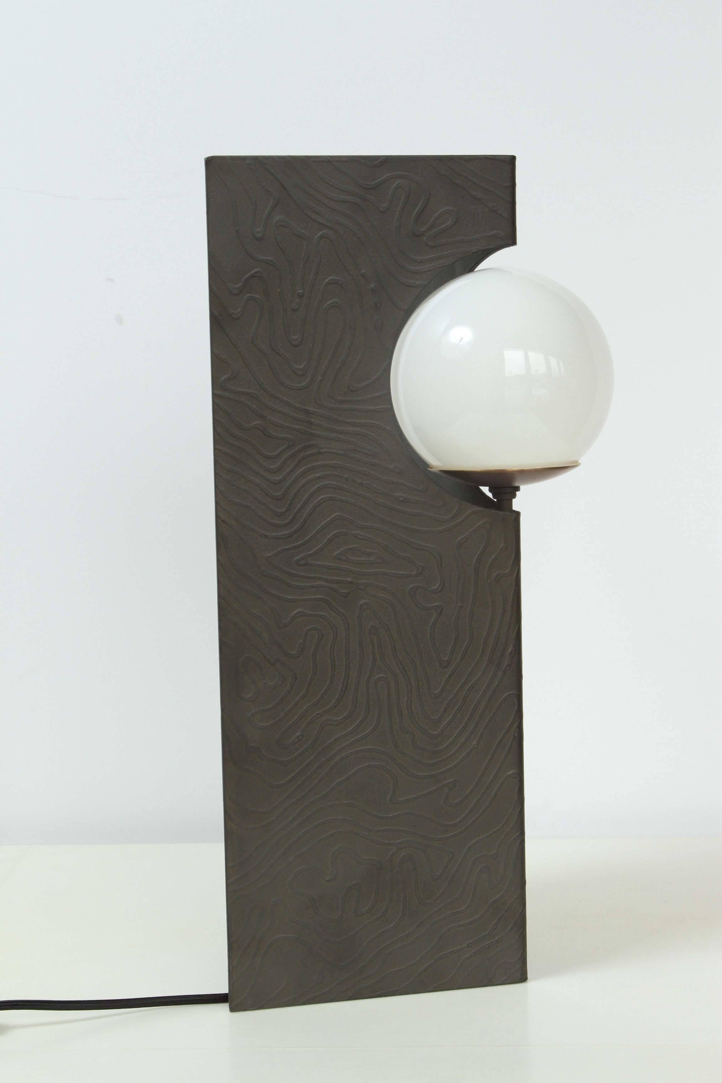 Paul Marra Textured Steel Solitaire Desk or Table Lamp For Sale 4