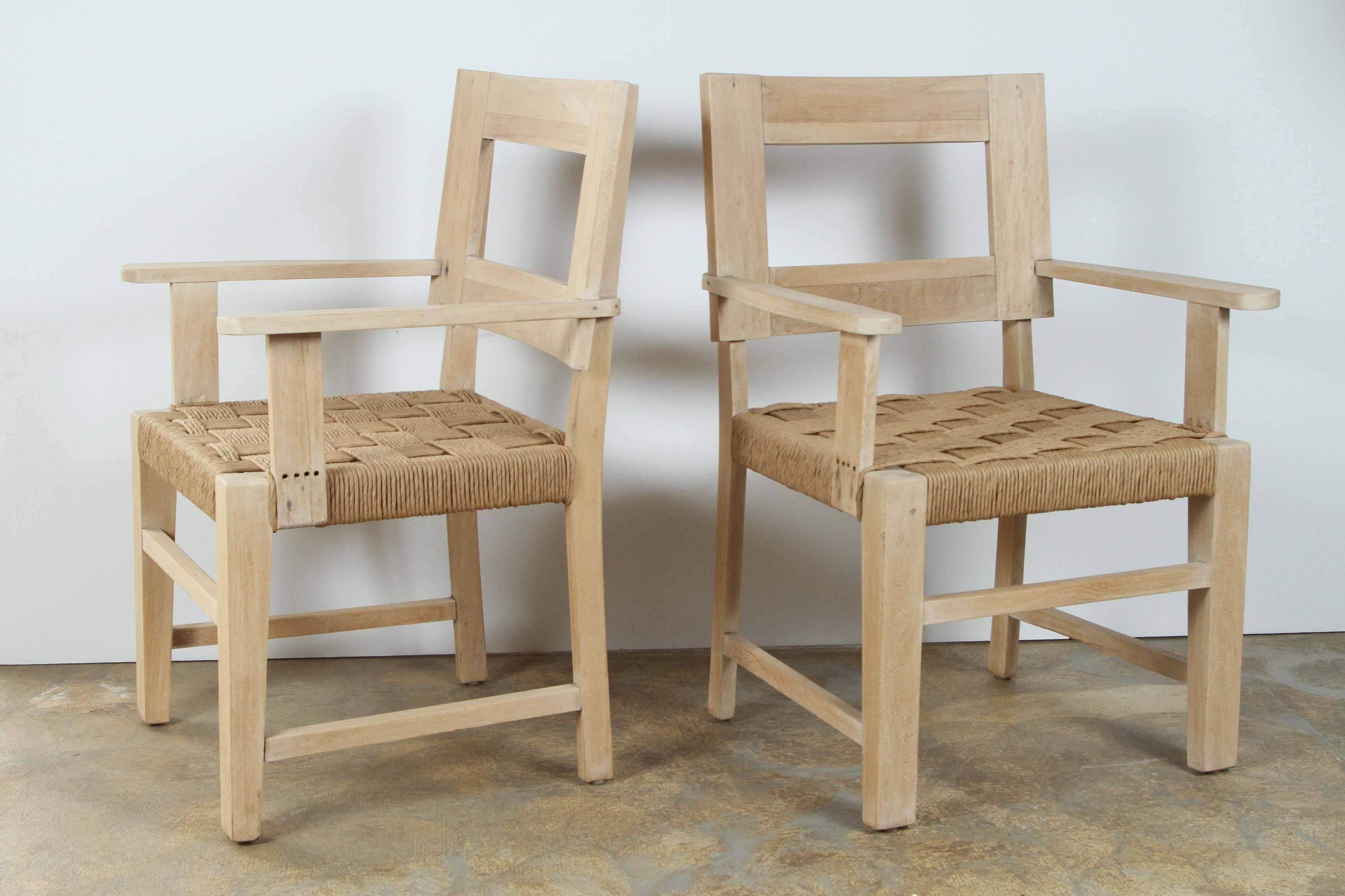 Rustic Pair of European Rush Chairs