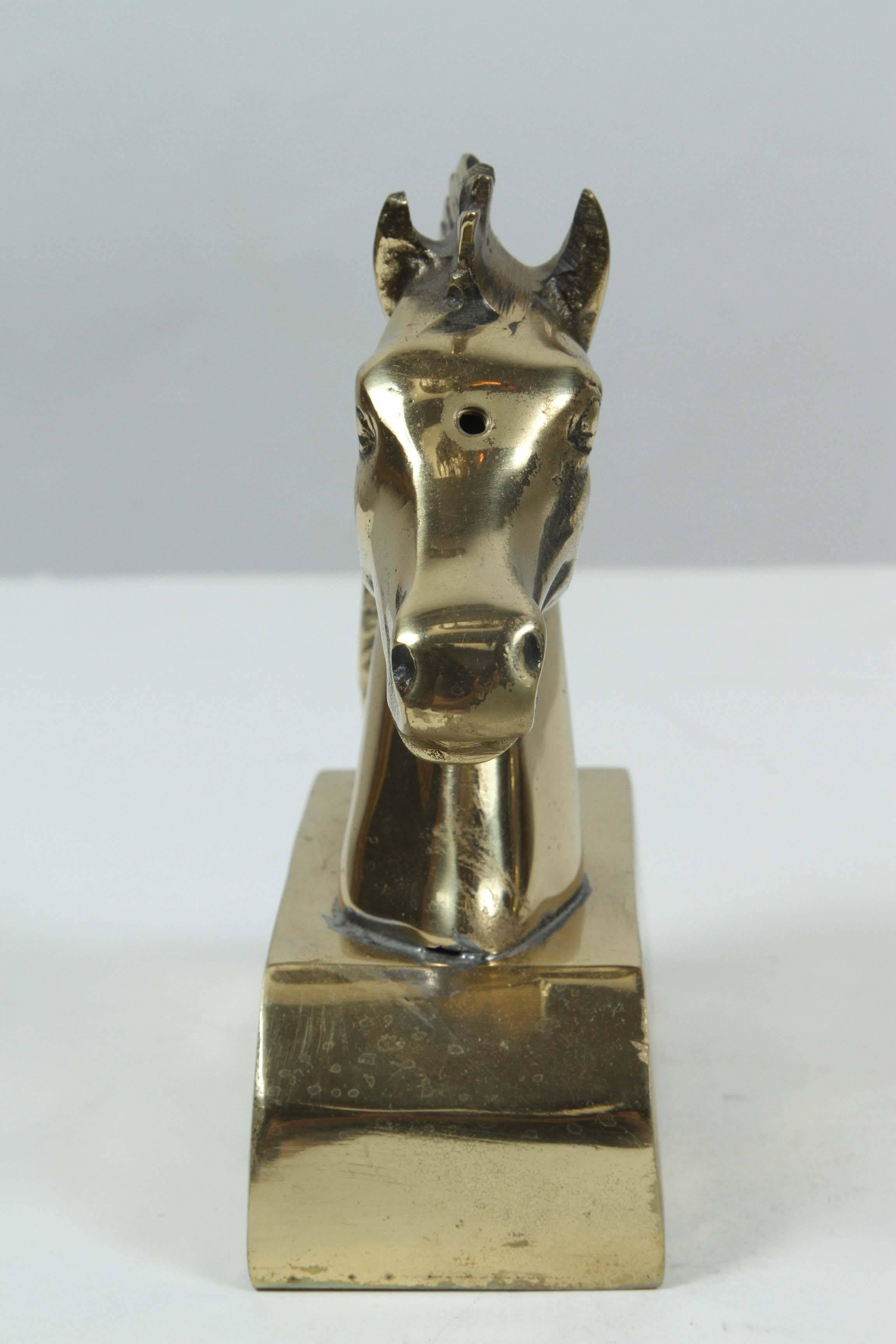 American Polished Brass Horse Heads Bookends Paperweights