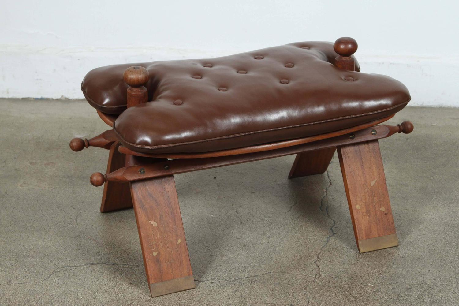 Pair of Vintage Moroccan Brown Camel Saddle Stools For Sale at 1stdibs