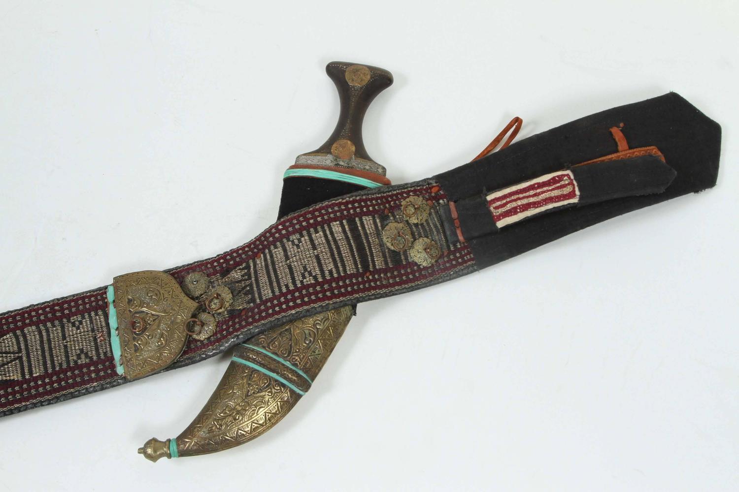 Middle Eastern Yemeni Jambiya Dagger With Belt For Sale At 1stdibs