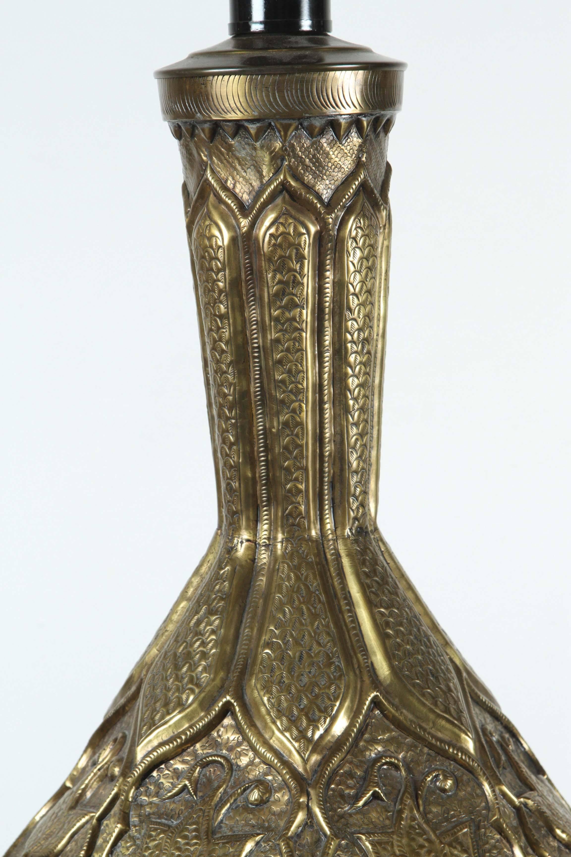 Indian Moorish Indo Persian Brass Table Lamp