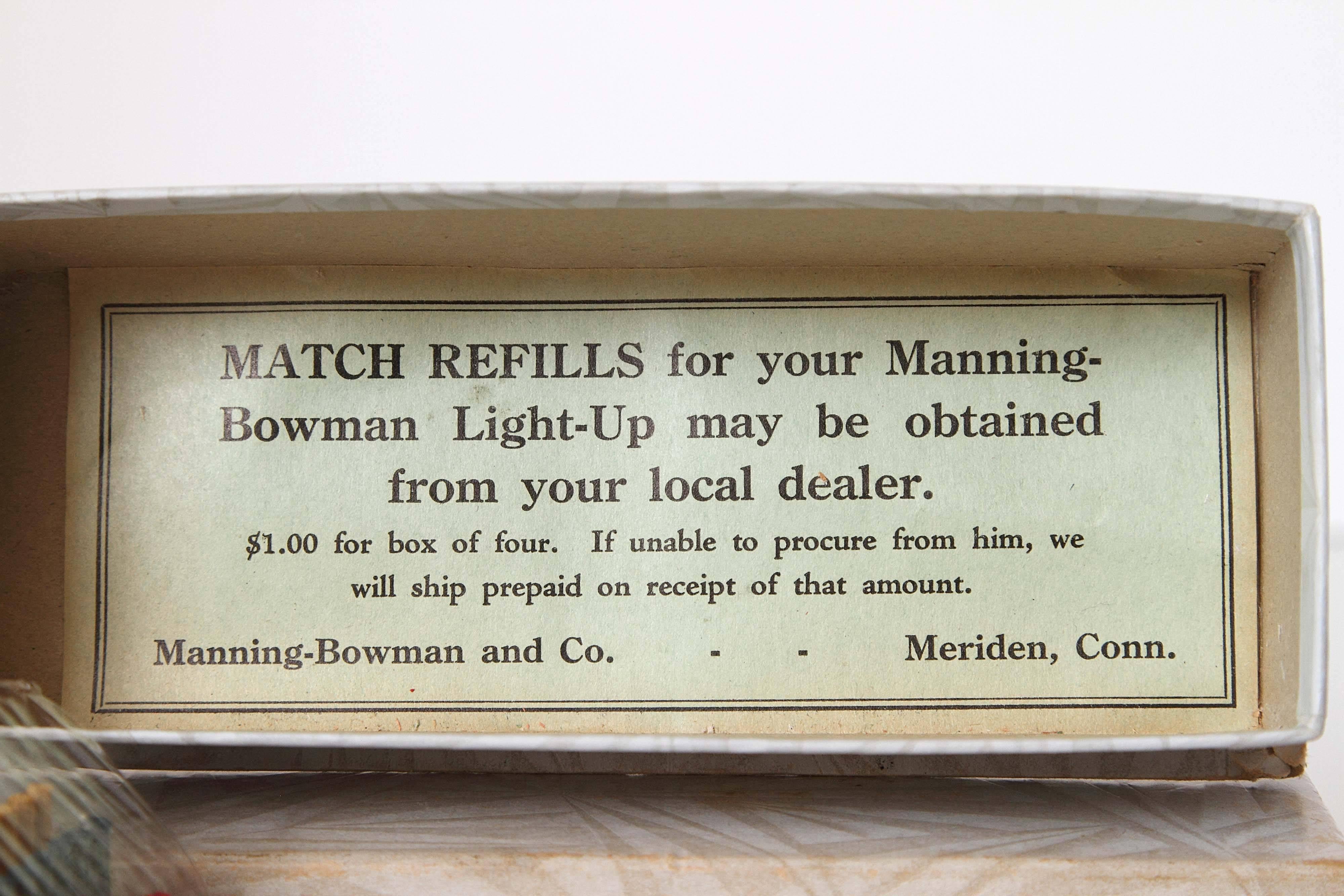 American Rare Original Minty Manning Bowman Fag-O-Lite Match Set in Box For Sale
