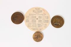 Vintage Art Deco Machine Age Cubist Olympic Games Medallions / Ephemera Coke