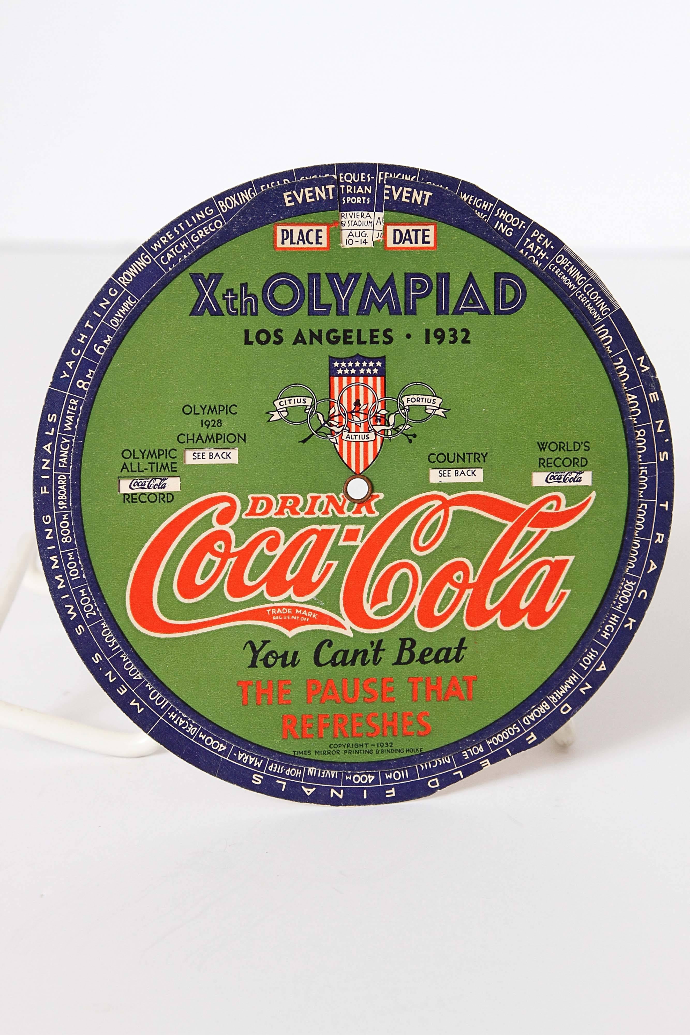 Vintage Art Deco Machine Age Cubist Olympic Games Medallions / Ephemera Coke In Good Condition For Sale In Dallas, TX