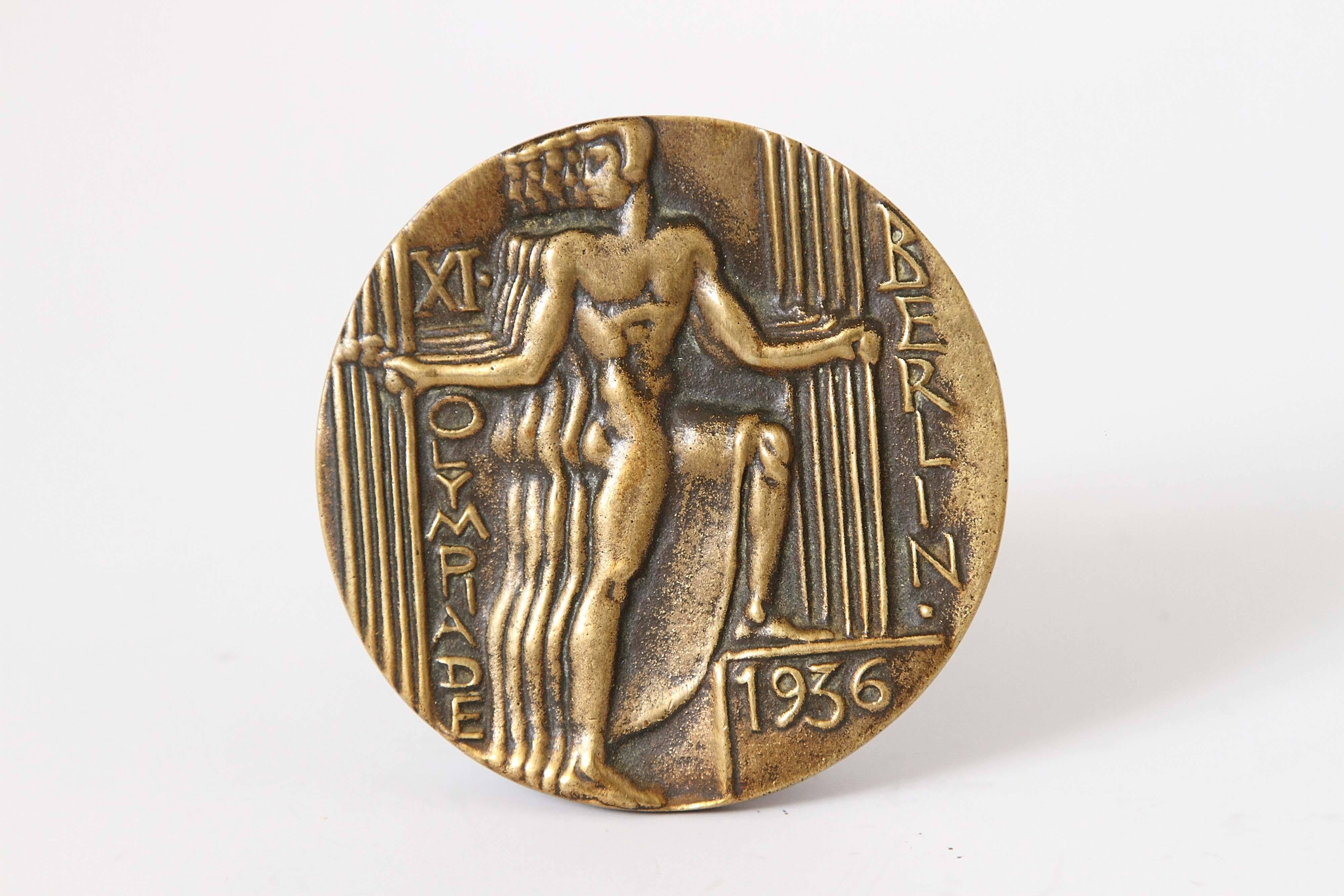 Vintage Art Deco Machine Age Cubist Olympic Games Medallions / Ephemera Coke For Sale 2