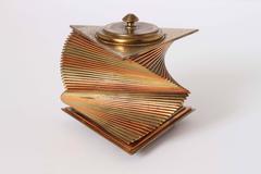 Otar Machine Age Art Deco Mixed-Metal Lidded Box, Brass and Copper