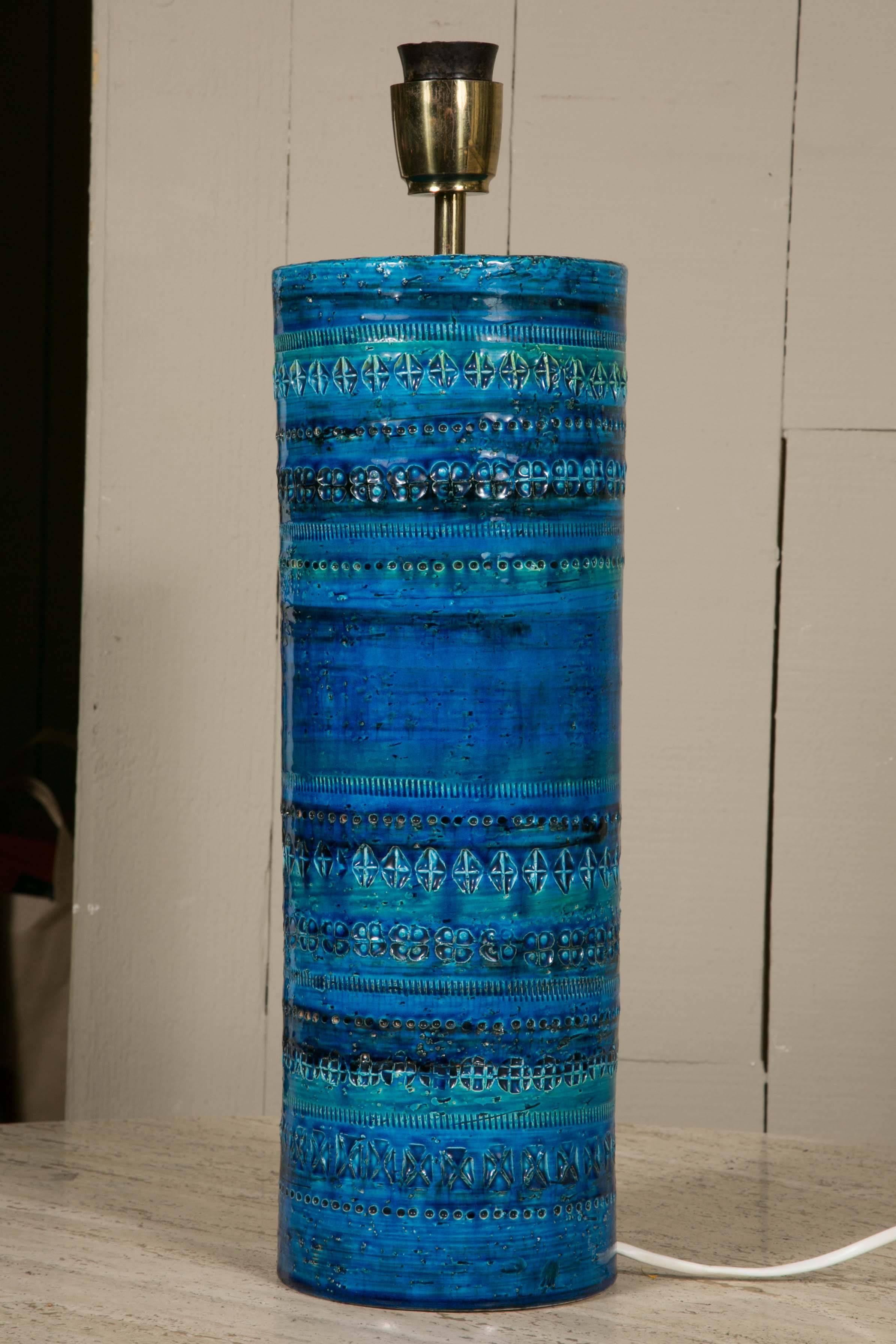 Aldo Londi for Bitossi Large Ceramic Table Lamp, Rimini Blue, circa 1960 In Excellent Condition For Sale In Paris, FR