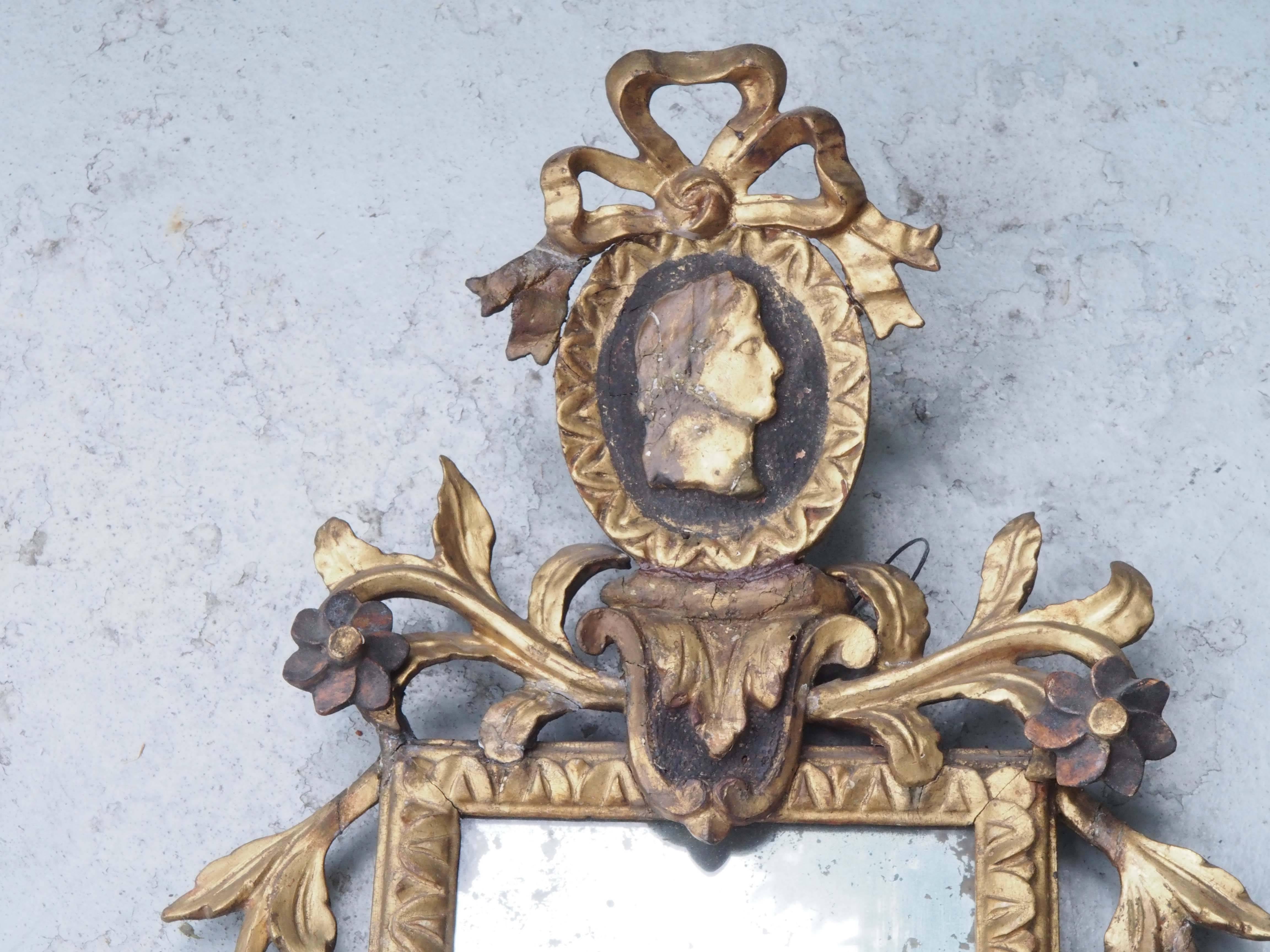 Pair of Italian Louis XVI Giltwood Mirrored Appliqués 2