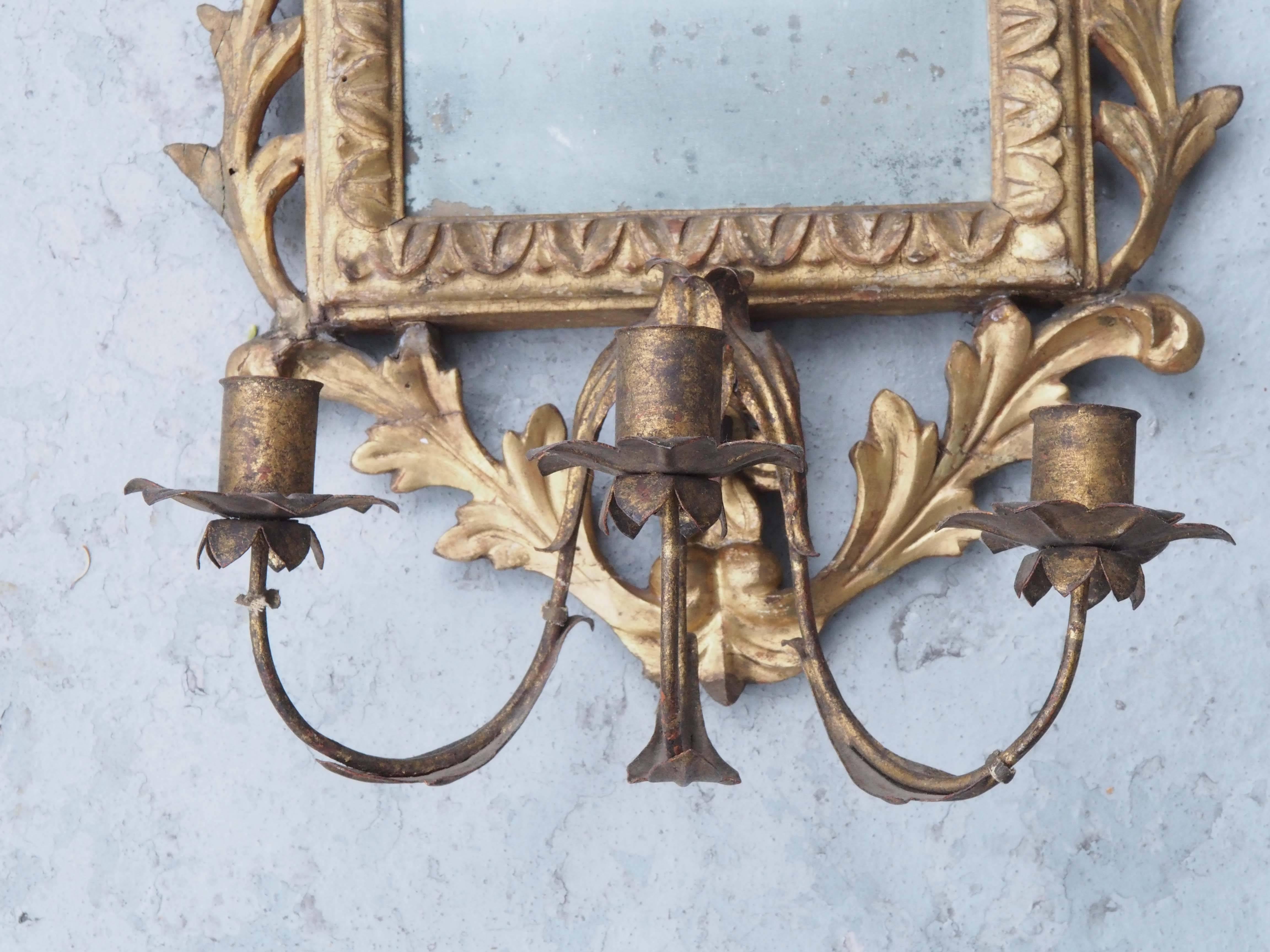 Pair of Italian Louis XVI Giltwood Mirrored Appliqués 3