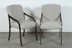 Set of Eight Polished Black Nickel Dining Chairs