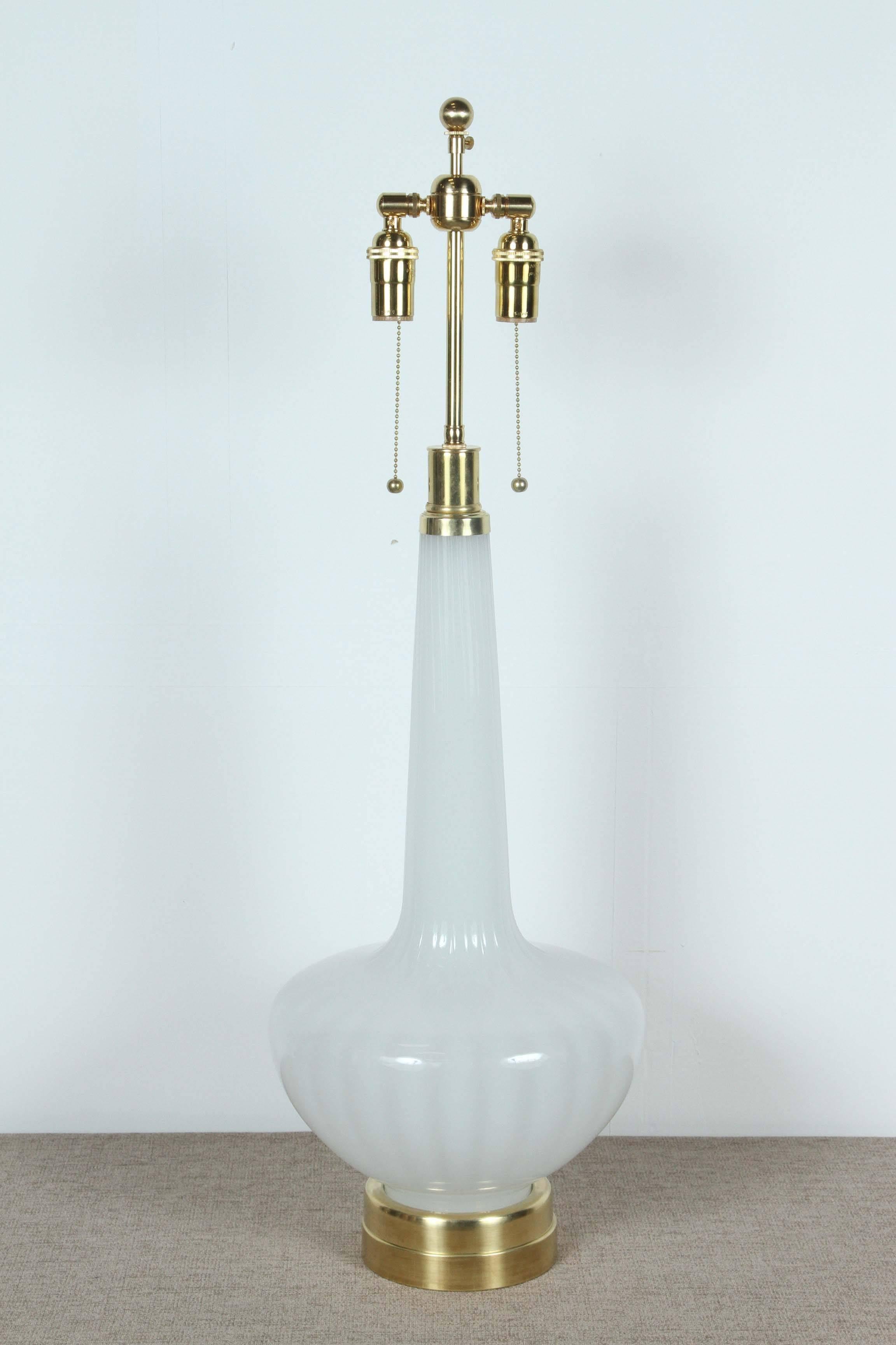 Pair of Large White Murano Glass Lamps 3