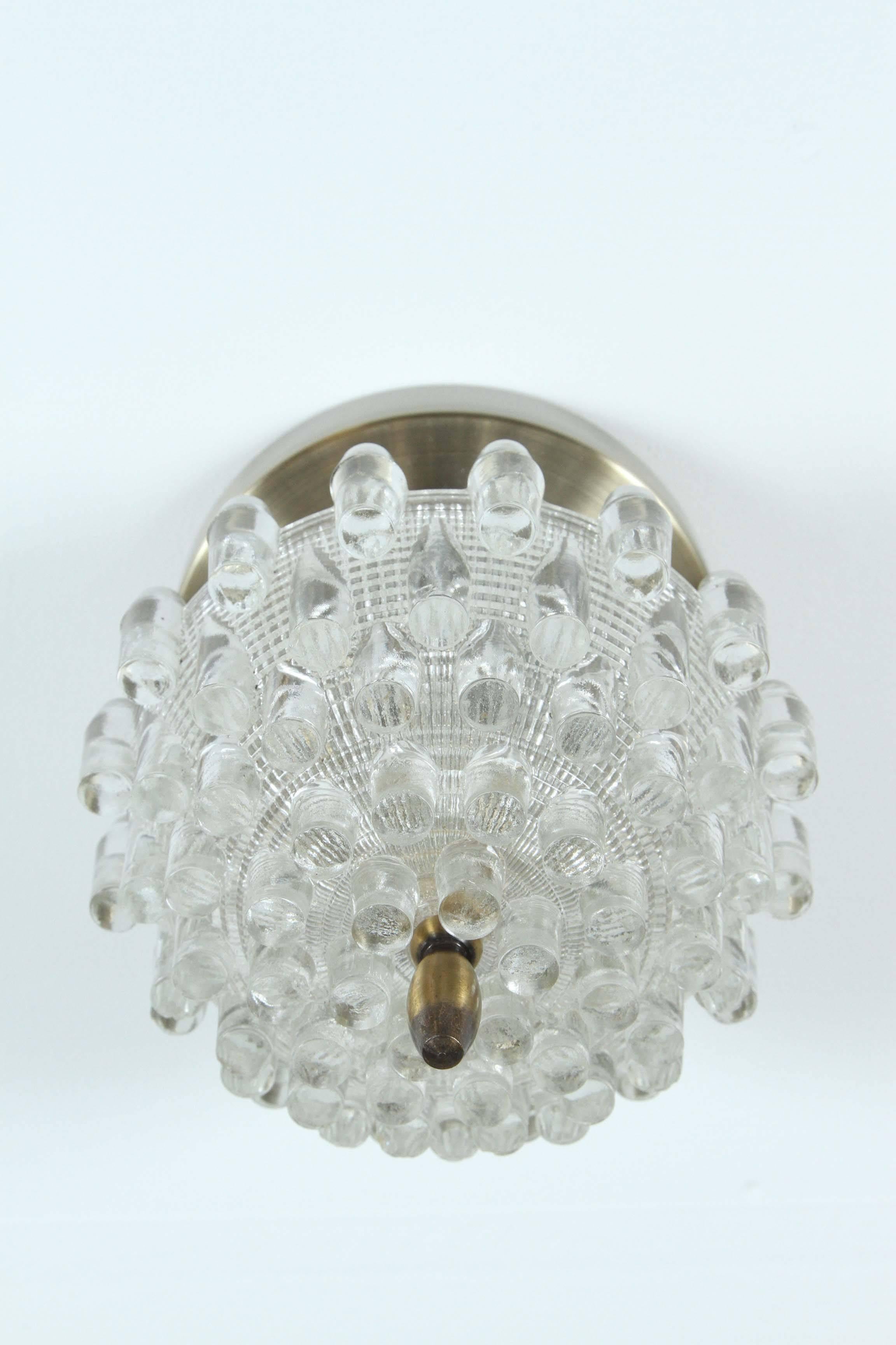 Mid-20th Century Pair of Unusual Moulded Glass Sconces For Sale