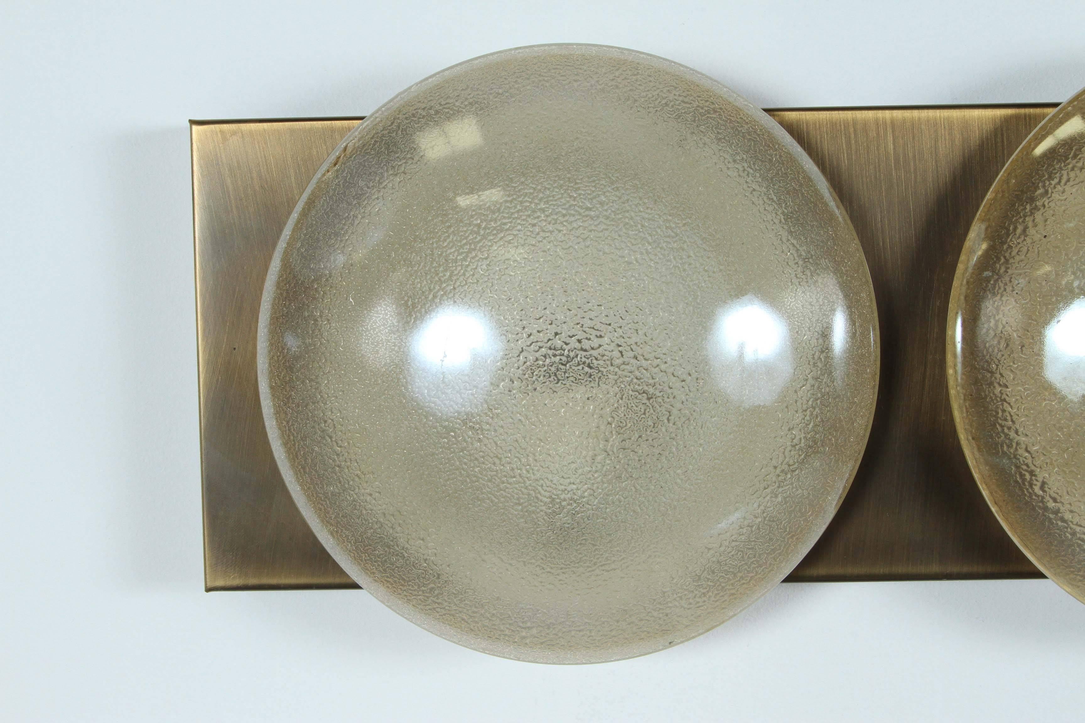 Brass Three Globe Opalescent Sconce by Doria