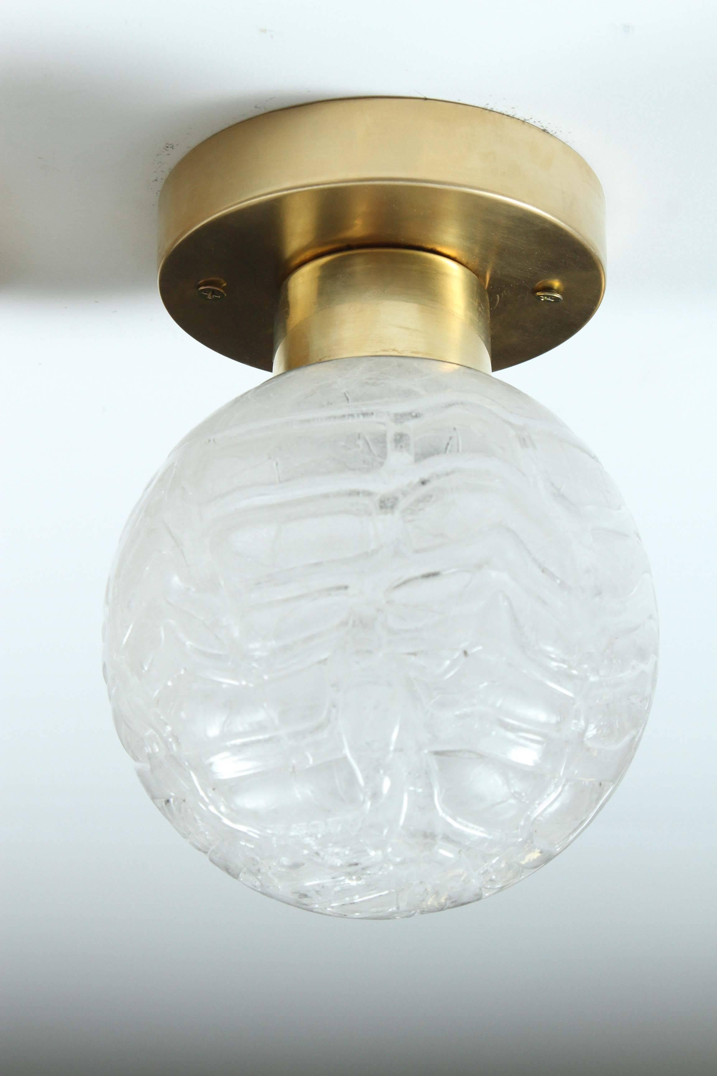 Pair of Glass Sconces / Flush Mounts by Doria In Excellent Condition In New York, NY
