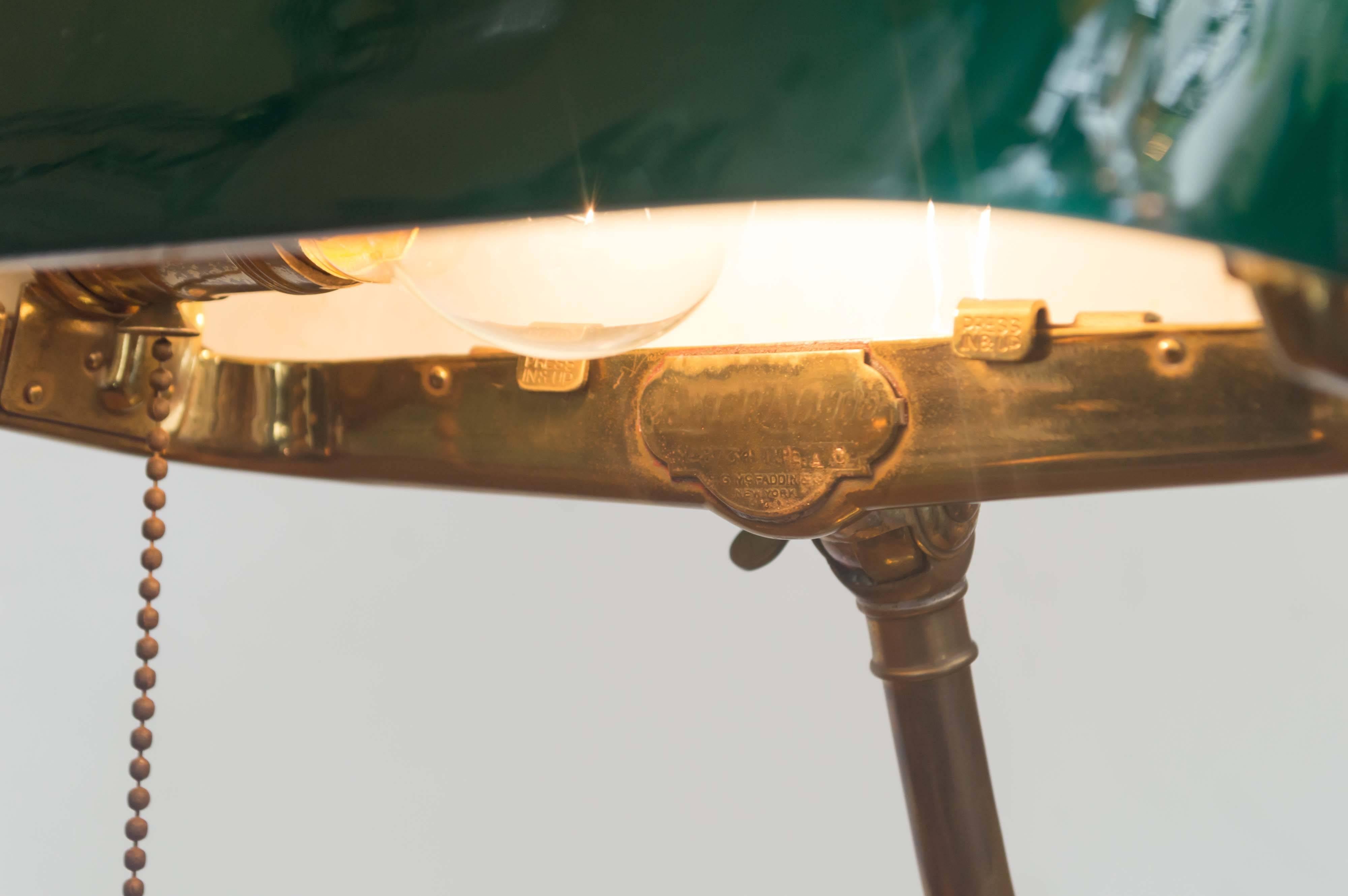 Polished Emeralite Banker's Desk Lamp