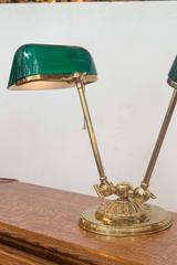 Double Shaded Banker's Lamp Signed, "Emeralite"