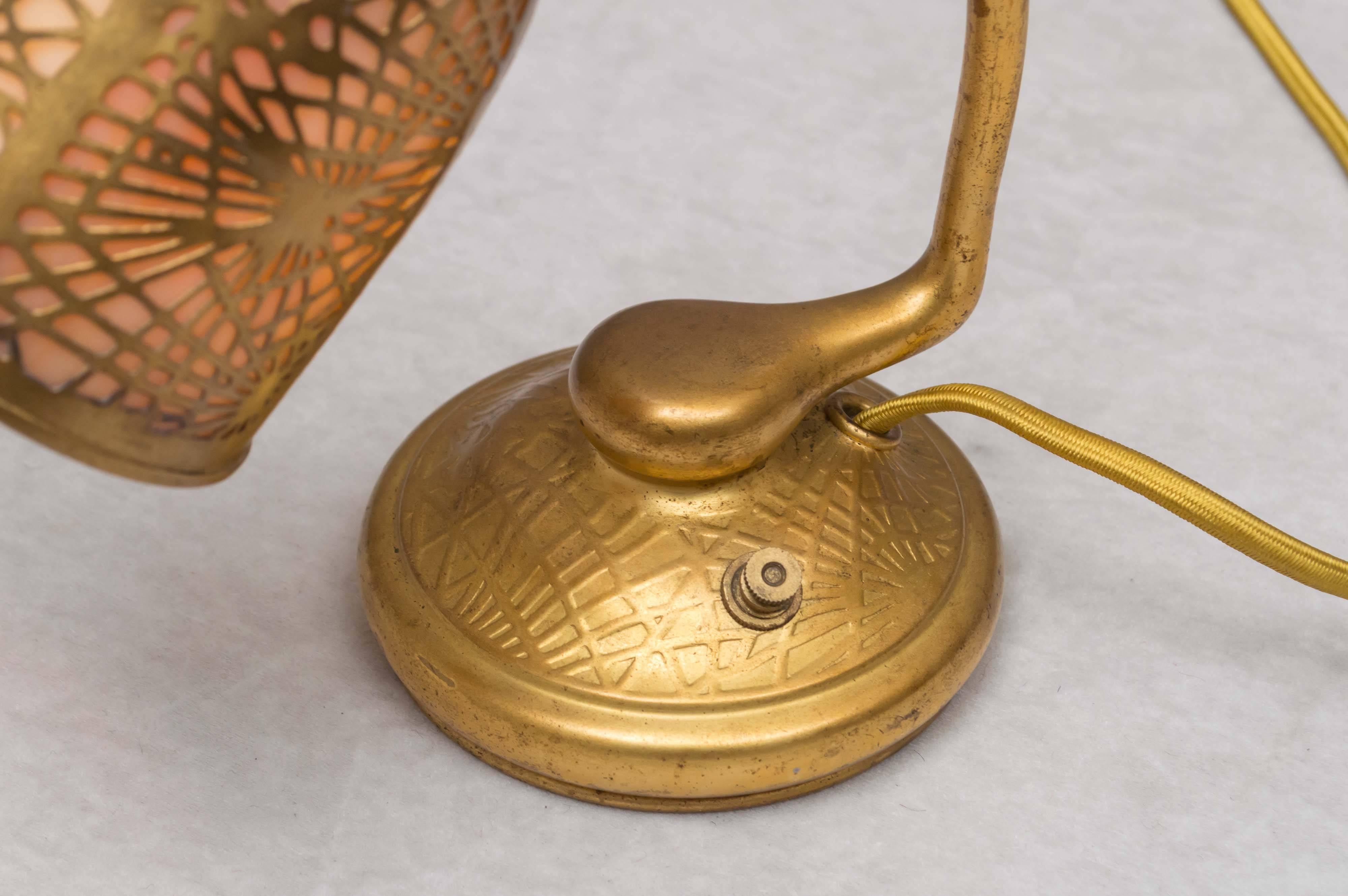 Early 20th Century Tiffany Studios Gilt Bronze Pine Needle Desk Lamp