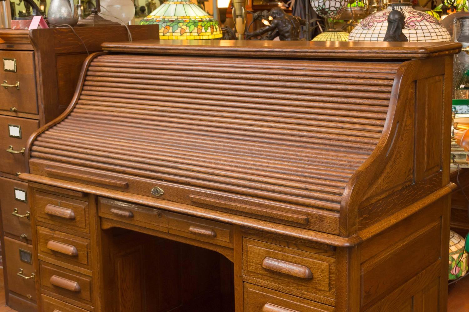 Exceptional Oversized S Type Oak Roll Top Desk For Sale At 1stdibs   DSC 0236 Z 