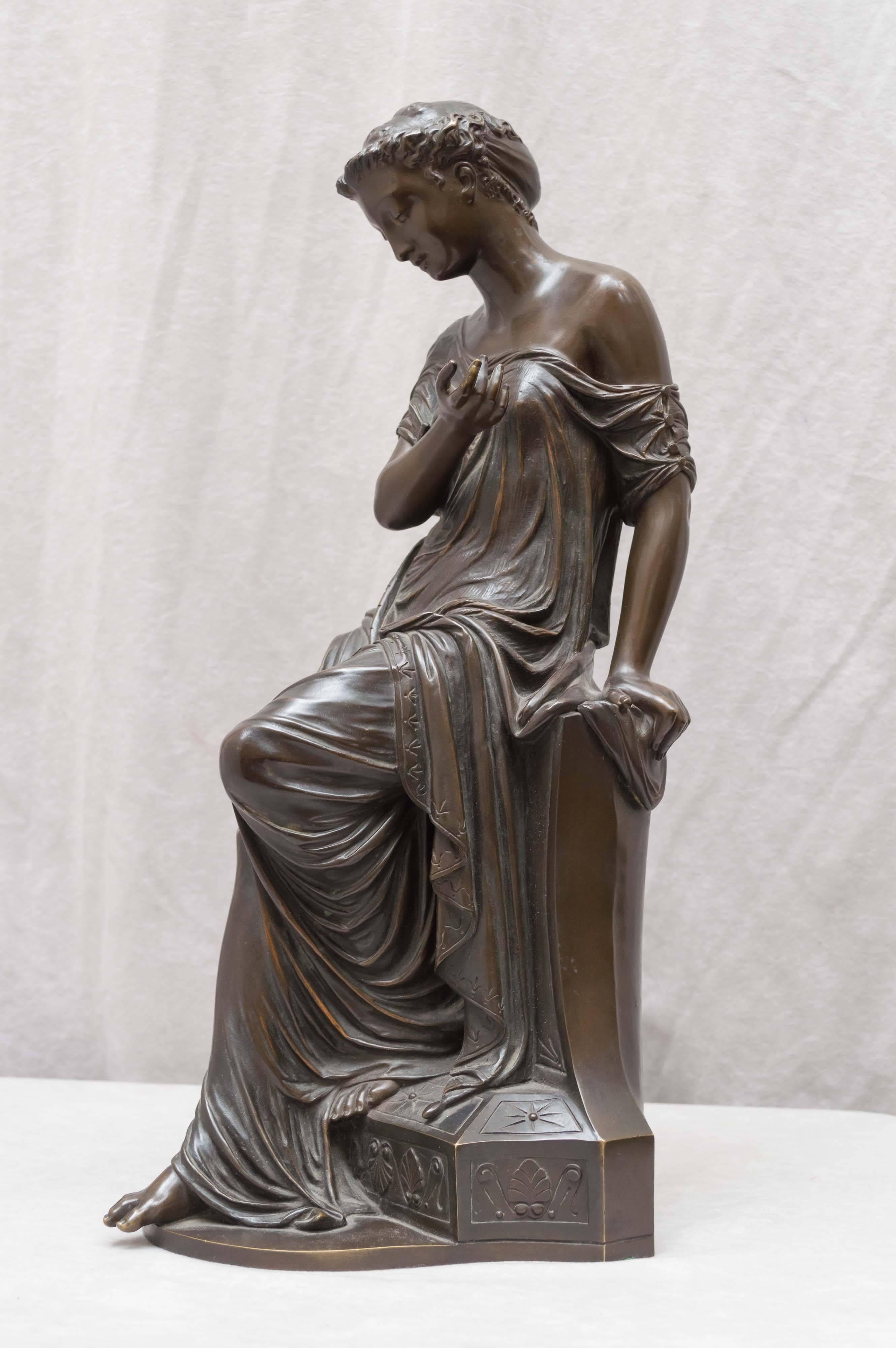 Neoclassical Revival Neoclassical Bronze of a Maiden, Amour au Papillon, French, circa 1864