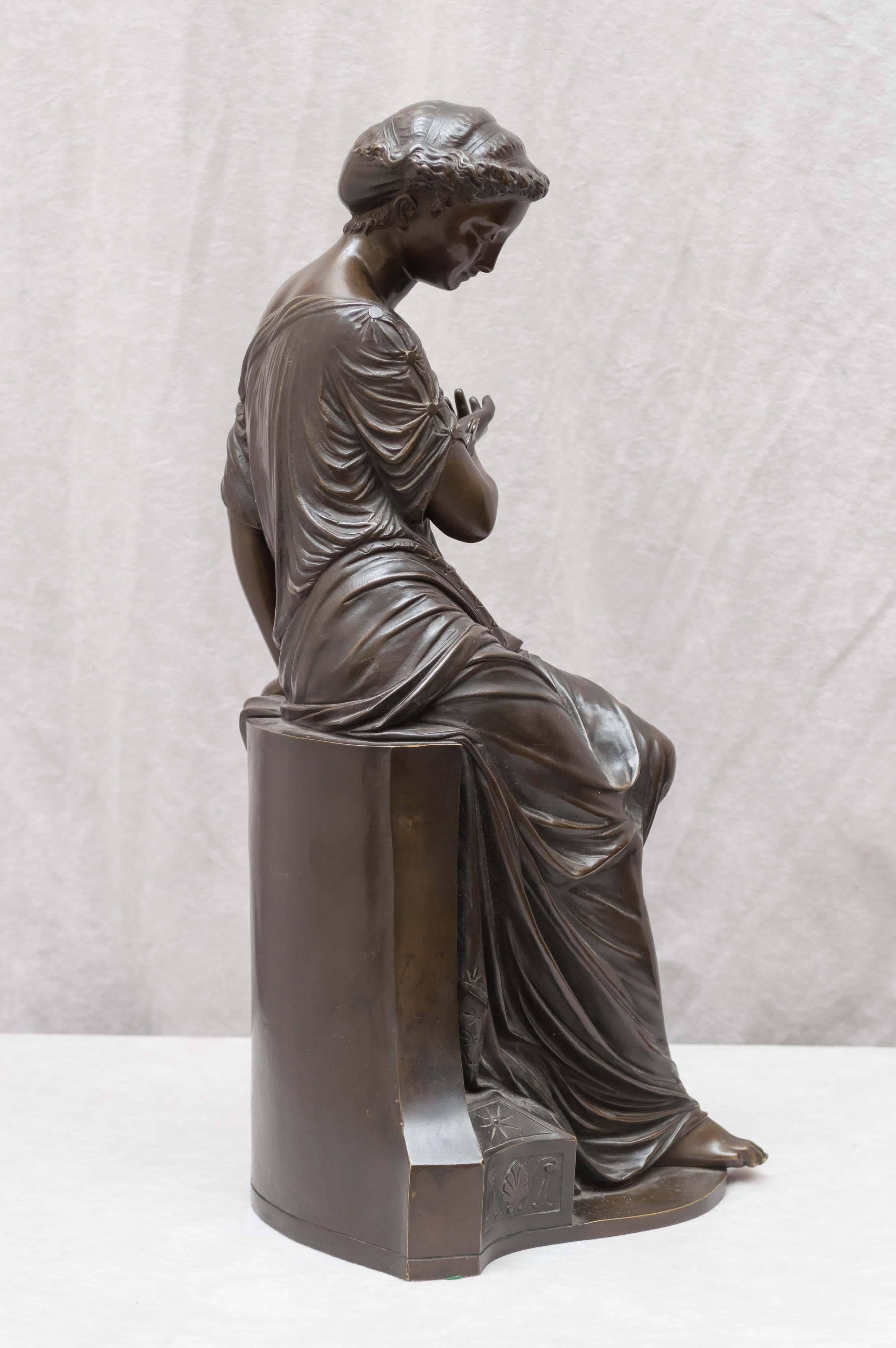 Mid-19th Century Neoclassical Bronze of a Maiden, Amour au Papillon, French, circa 1864