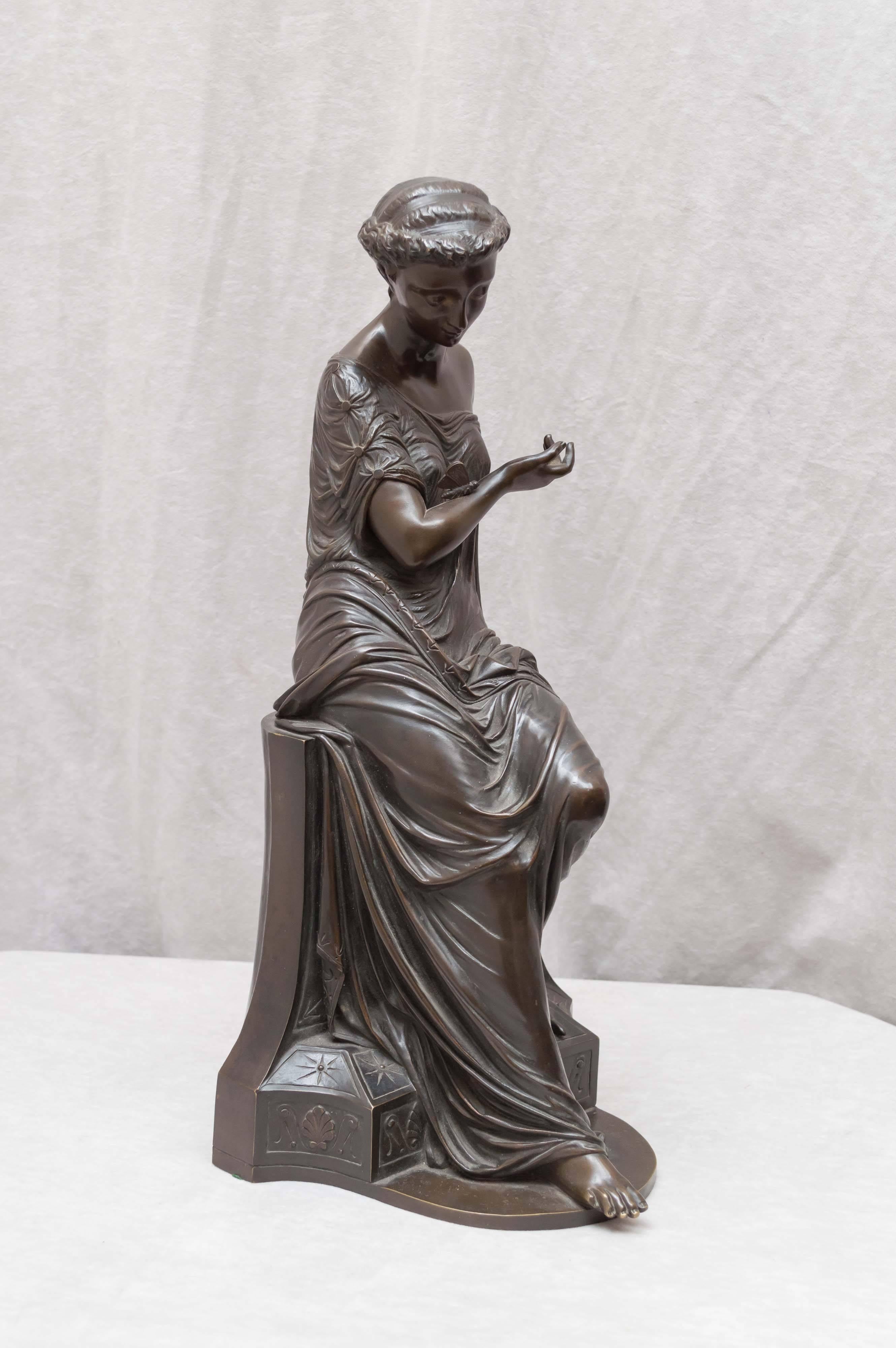 Neoclassical Bronze of a Maiden, Amour au Papillon, French, circa 1864 1