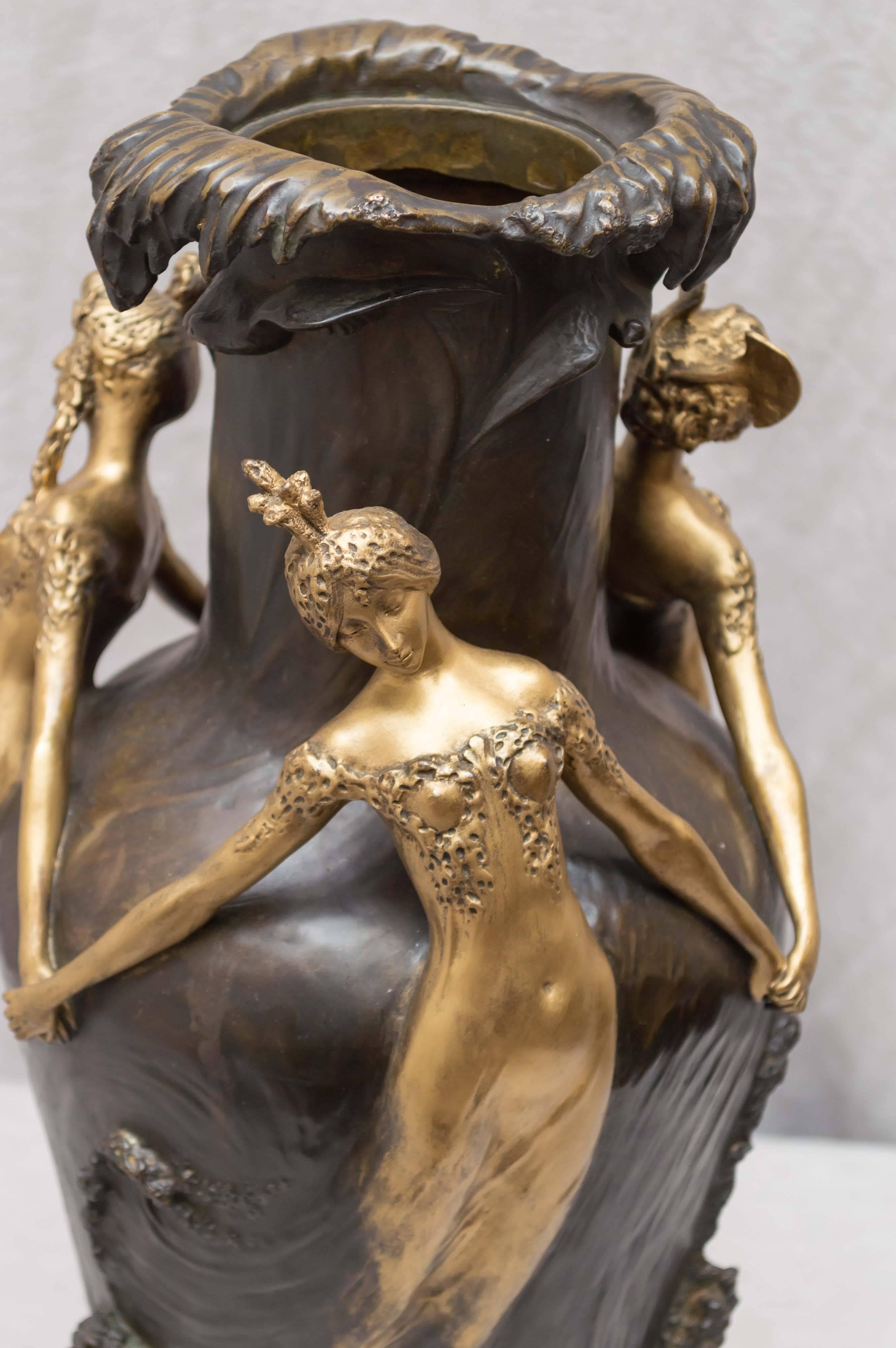 art nouveau bronze vase