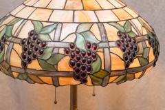 Leaded Glass Table Lamp, circa 1910, Grape Theme