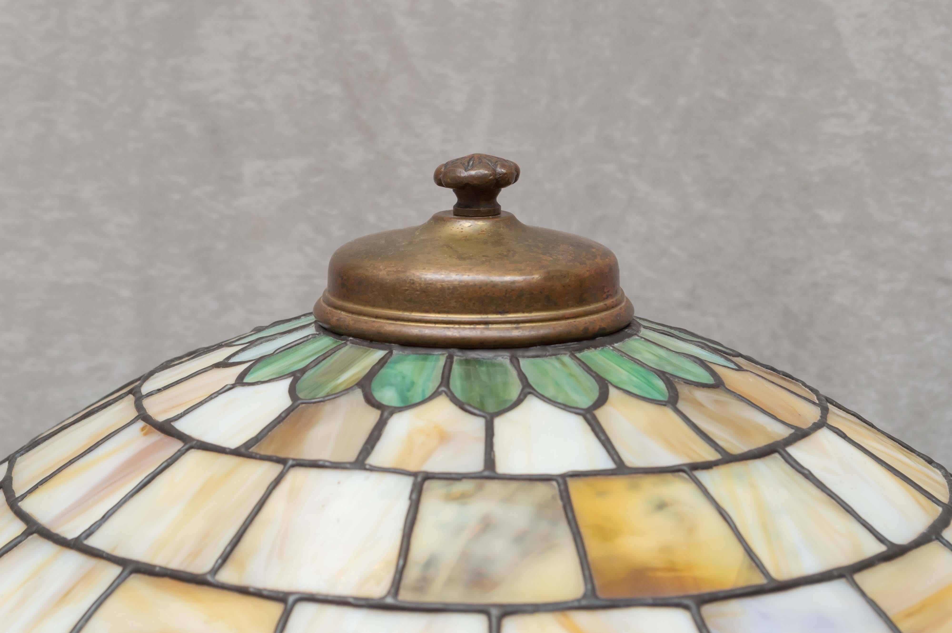Art Nouveau Leaded Glass Table Lamp, circa 1910, Grape Theme