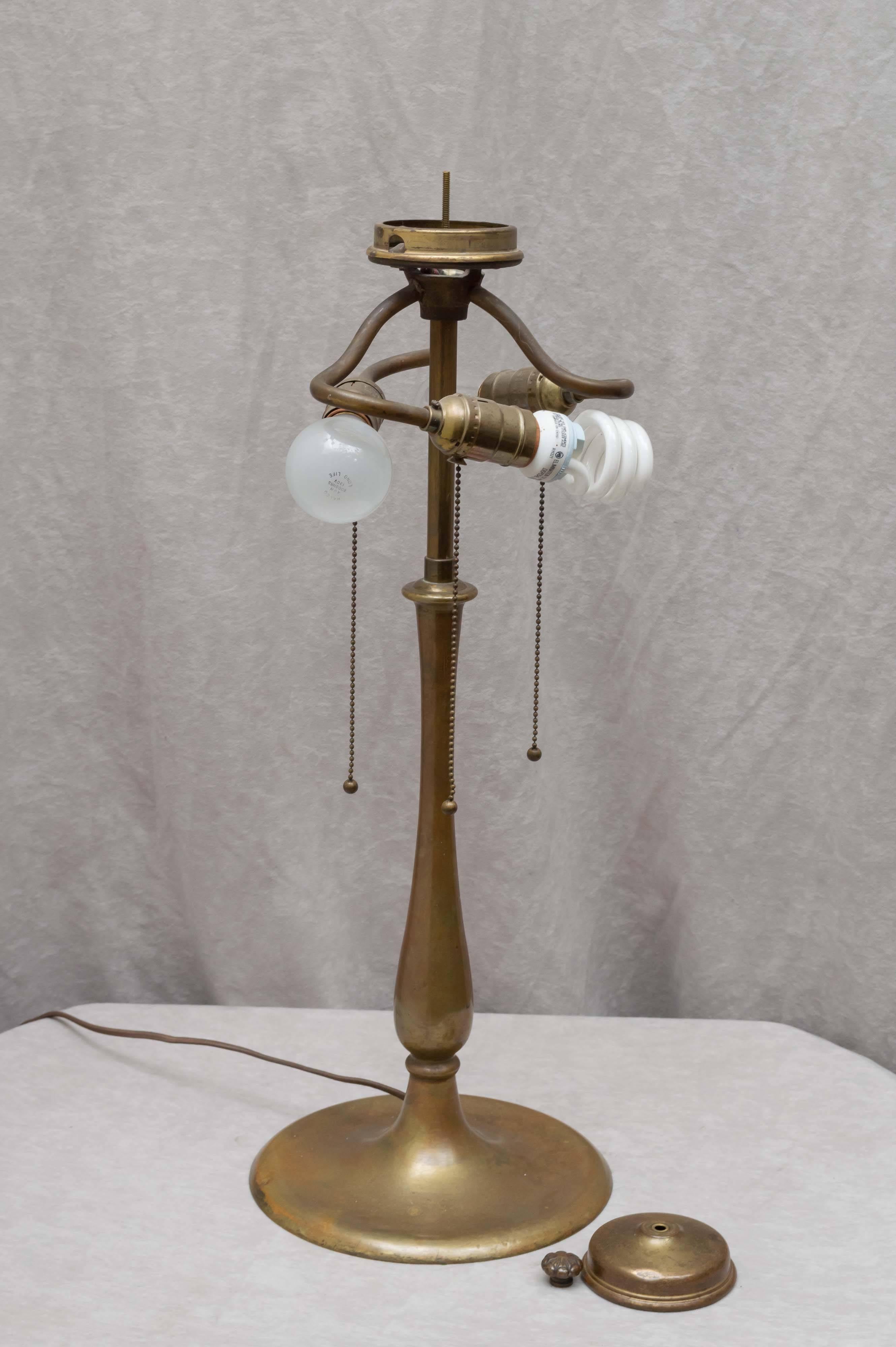 Bronze Leaded Glass Table Lamp, circa 1910, Grape Theme
