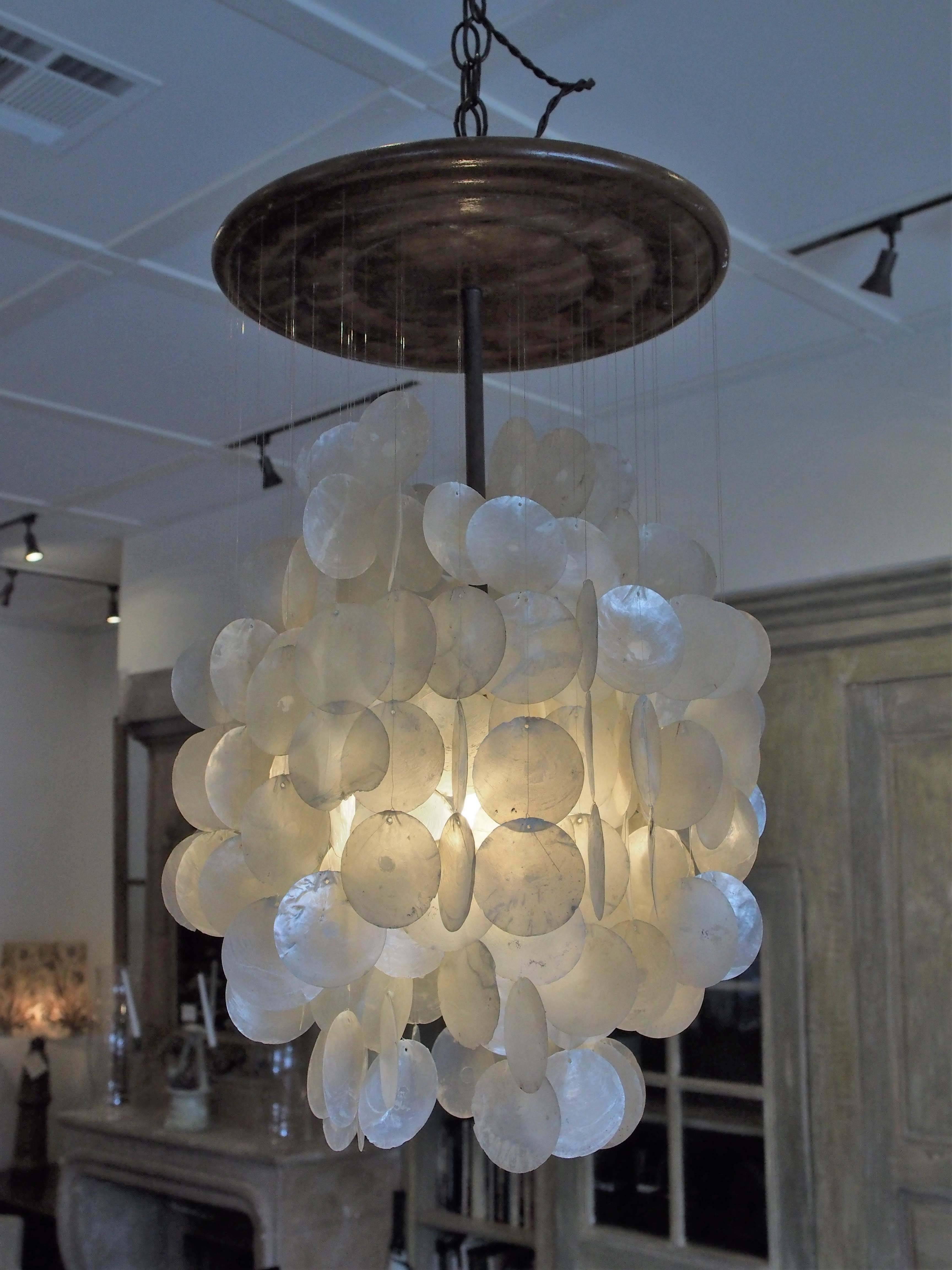20th Century Danish Capiz Shell Chandelier In Good Condition For Sale In New Orleans, LA