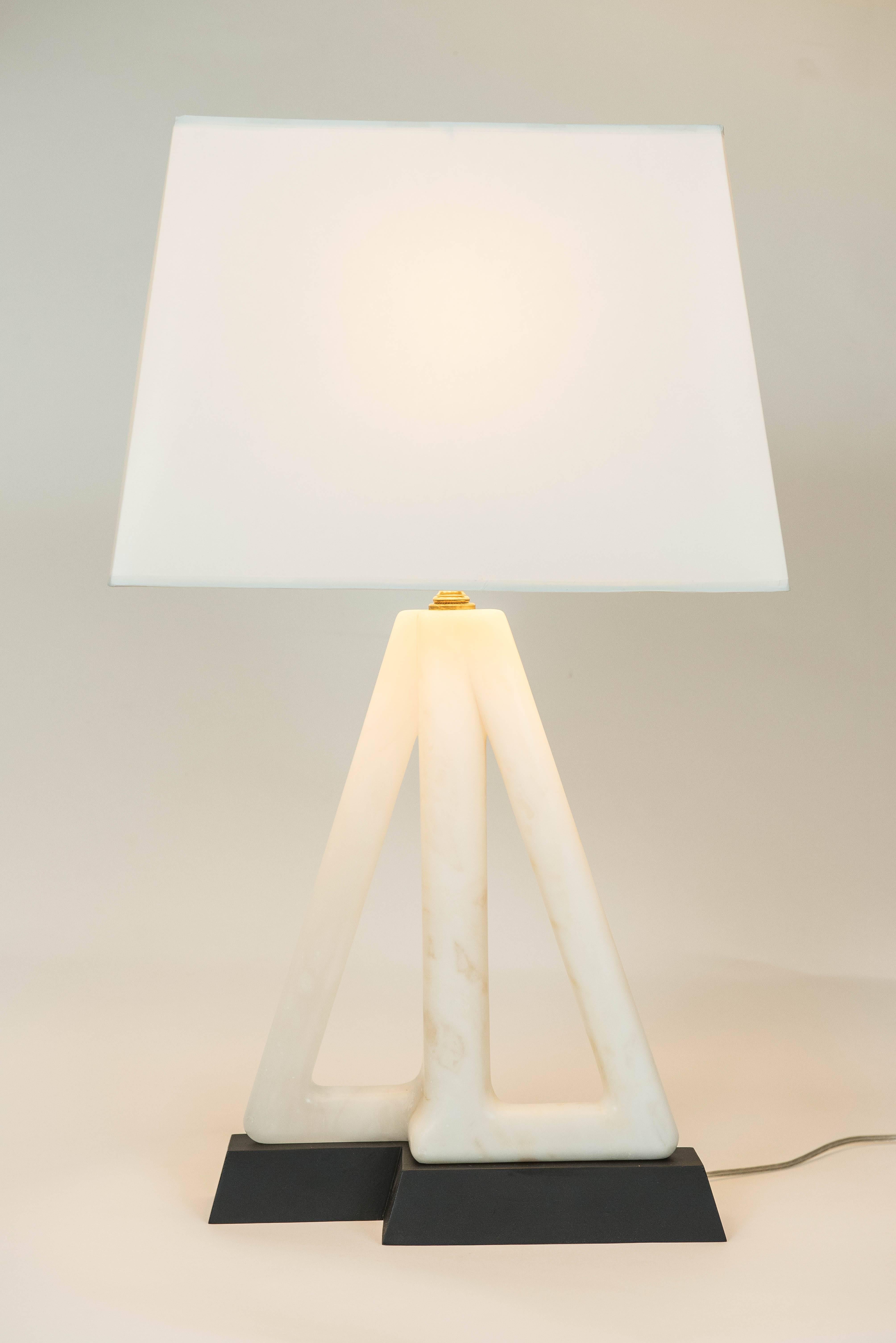 Italian Vintage Sculpted Alabaster Lamp, Italy, circa 1960