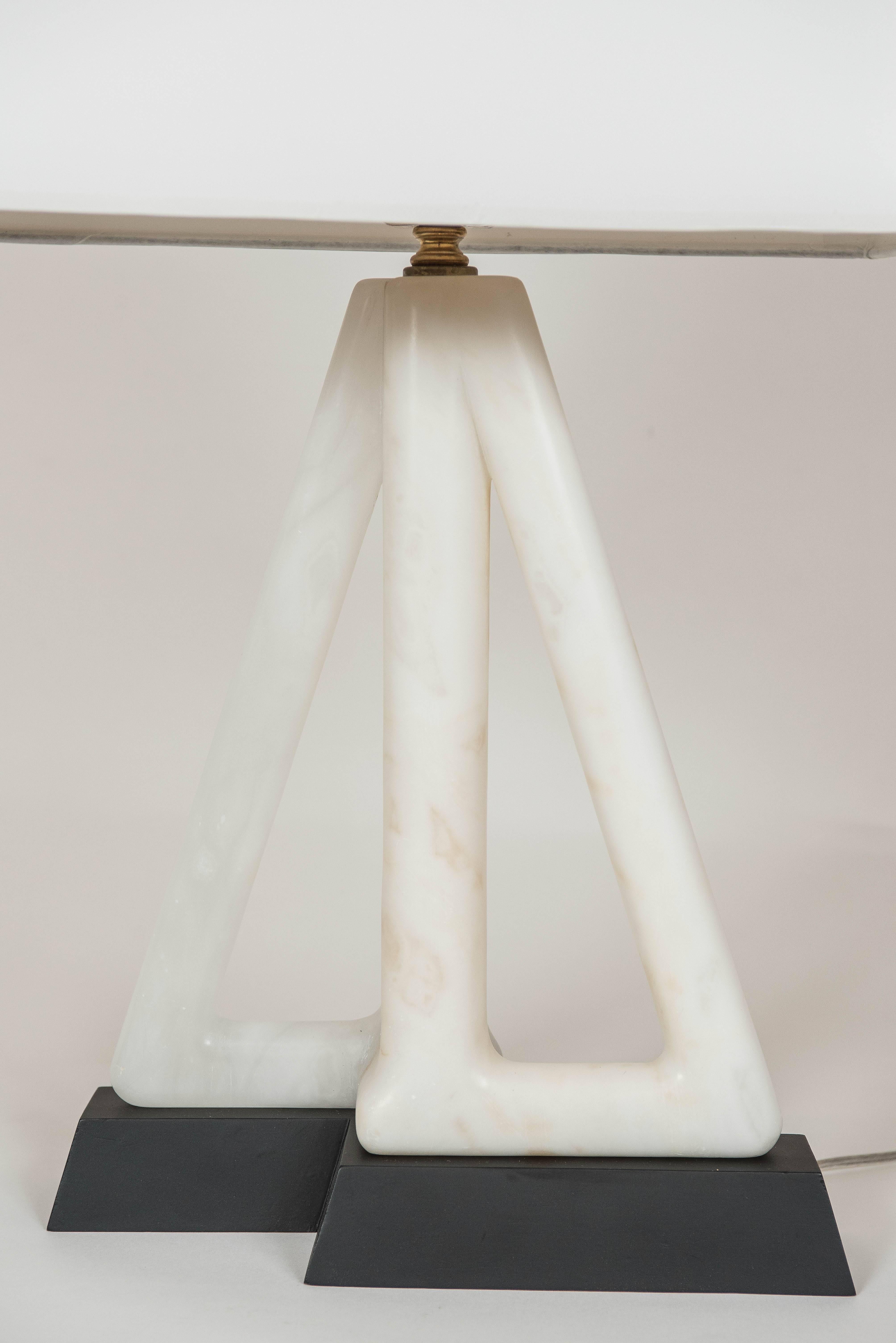 Carved Vintage Sculpted Alabaster Lamp, Italy, circa 1960