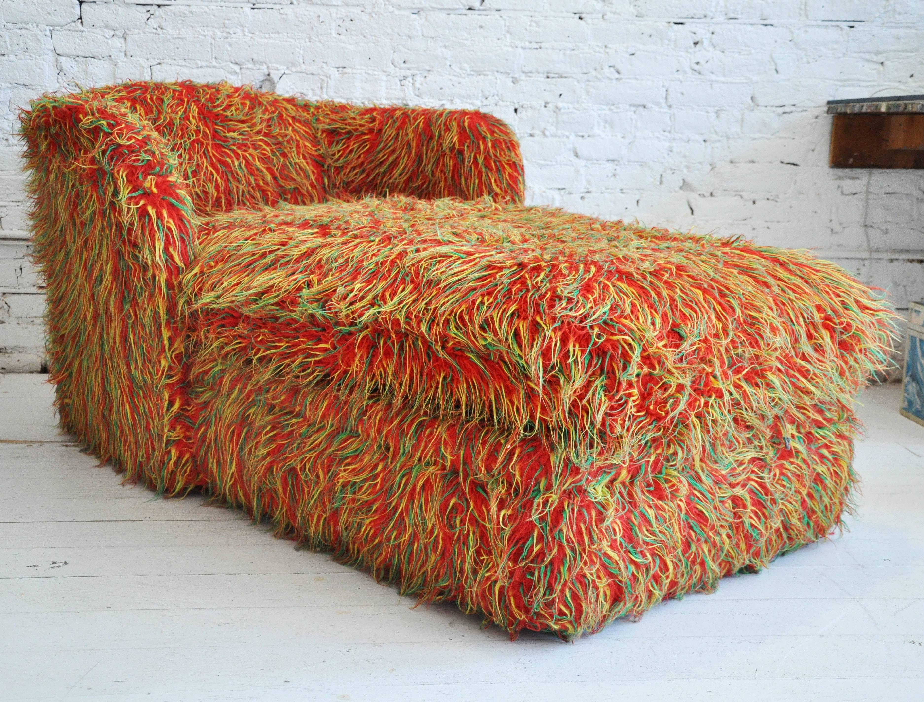 Midcentury Fuzzy Chaise Lounge 1