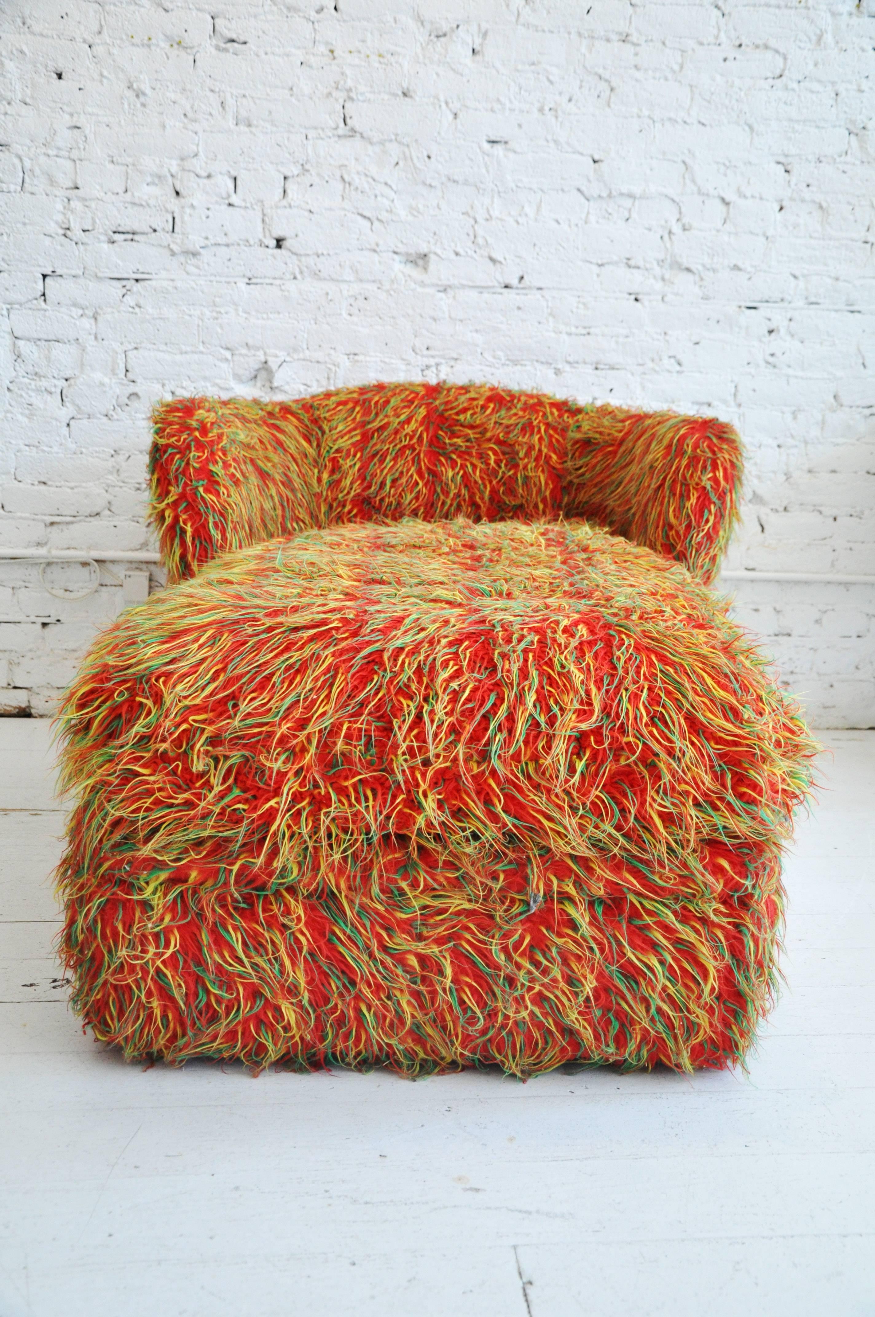 Midcentury Fuzzy Chaise Lounge 3