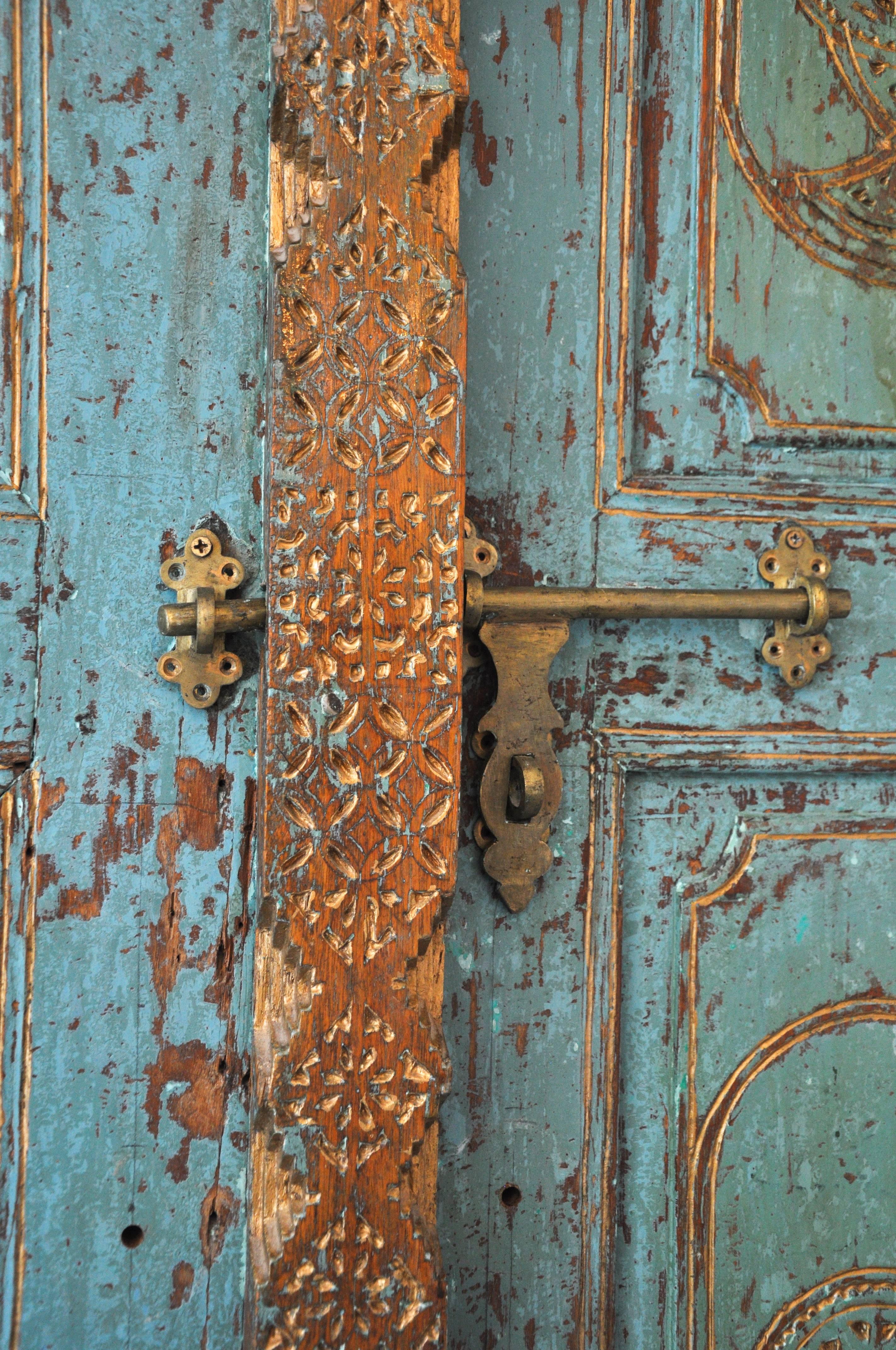 Wood Antique Indian Gilded Doors
